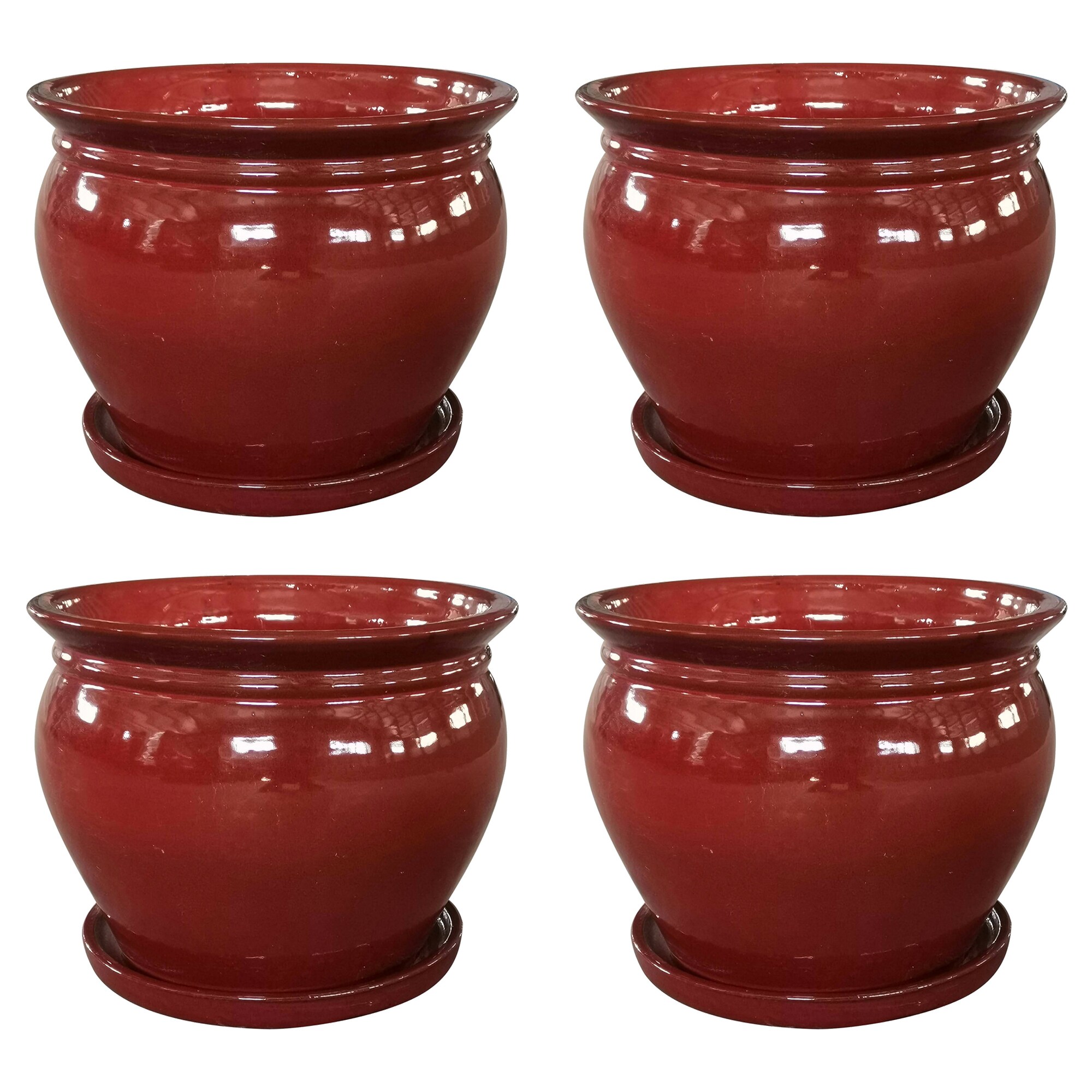 Southern Patio 318986 4 -Pack Urn 7.87-in W Medium Red Ceramic Outdoor Planter with Drainage Holes