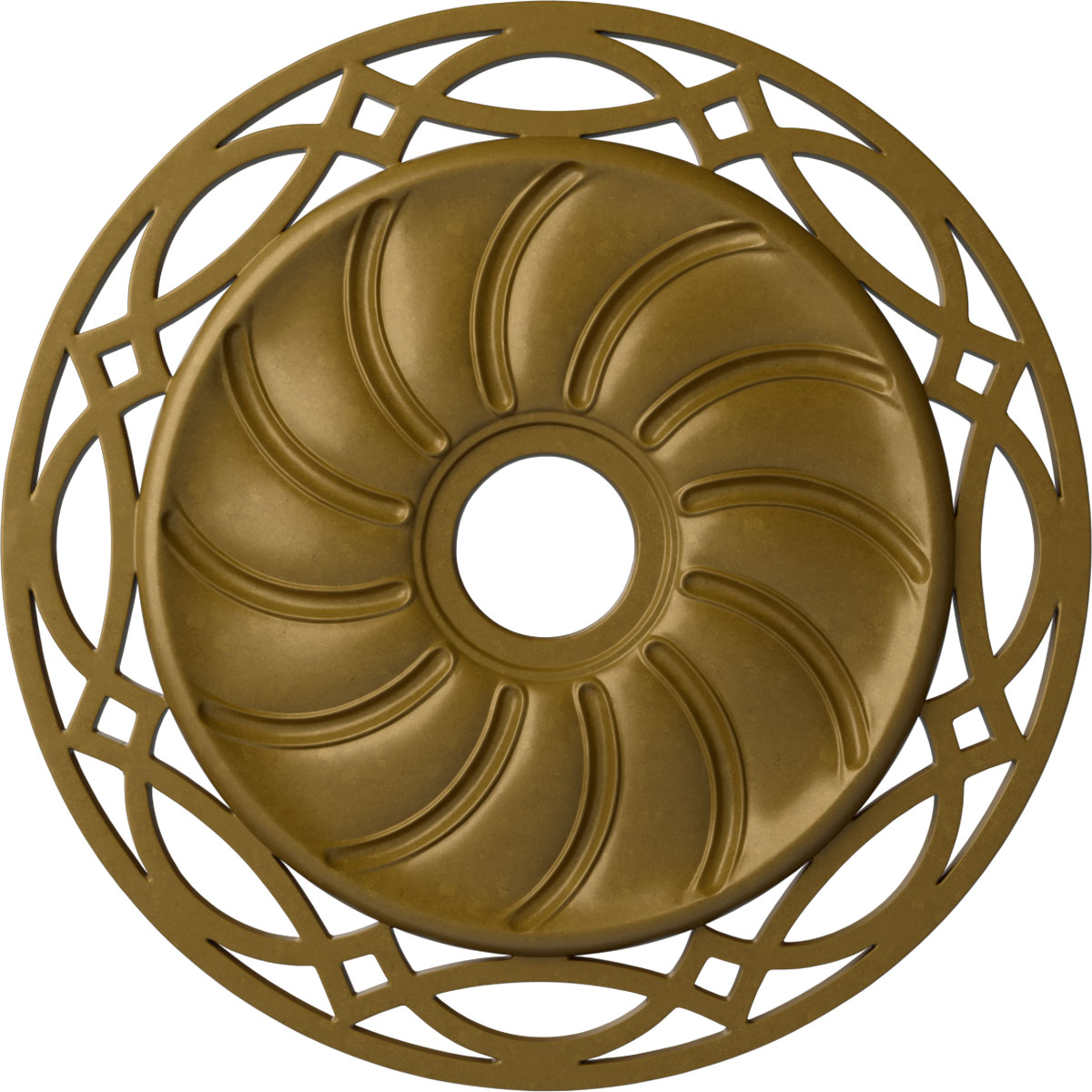 Ekena Millwork CM26LOGLS Loera 26.625-in W x 26.625-in L Painted Gold Polyurethane Whole Ceiling Medallion