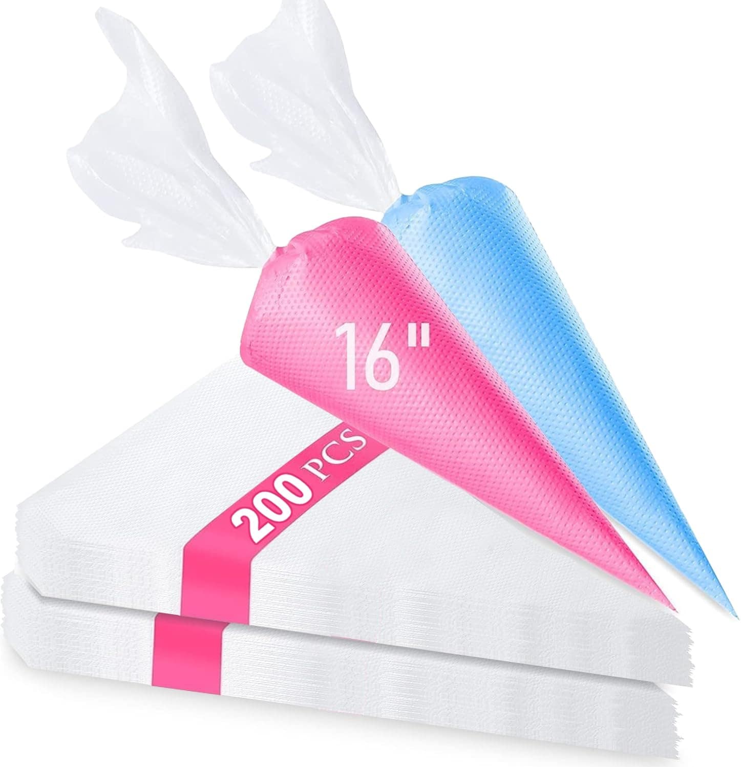 Afoxsos  200pcs 16 Inch Disposable Piping Bags Extra Large Pastry Bags for Cake Decorating Baking and Icing Works with Tips or Tipless