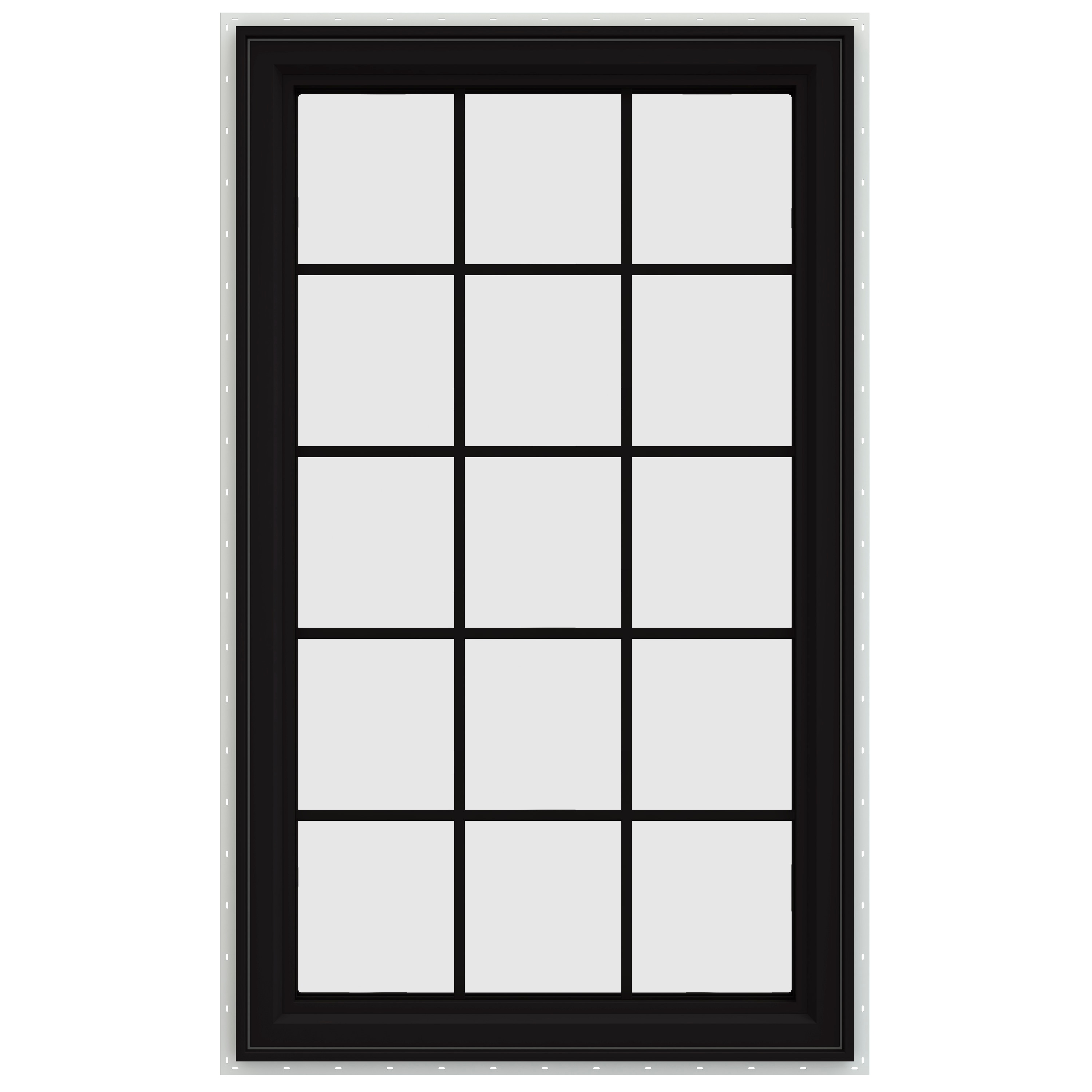 JELD-WEN LOWOLJW237600076 FiniShield V-4500 35-1/2-in x 59-1/2-in x Black Right-Handed Vinyl Casement Window Annealed Glass with Grids ( Full Screen Included )