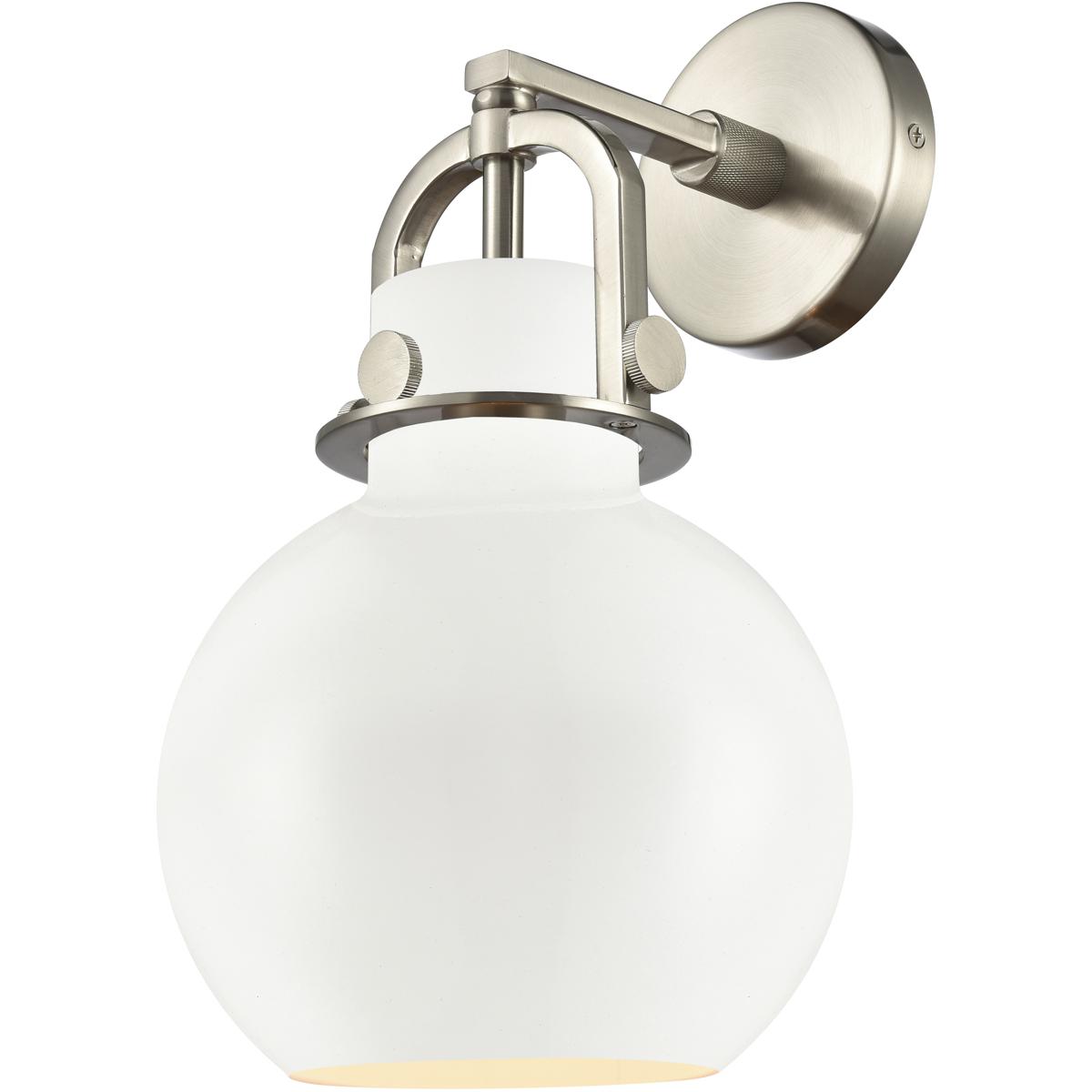Innovations Lighting -  410-1W-SN-M410-8W Newton Sphere 1 Light 8 inch Satin Nickel Sconce Wall L...