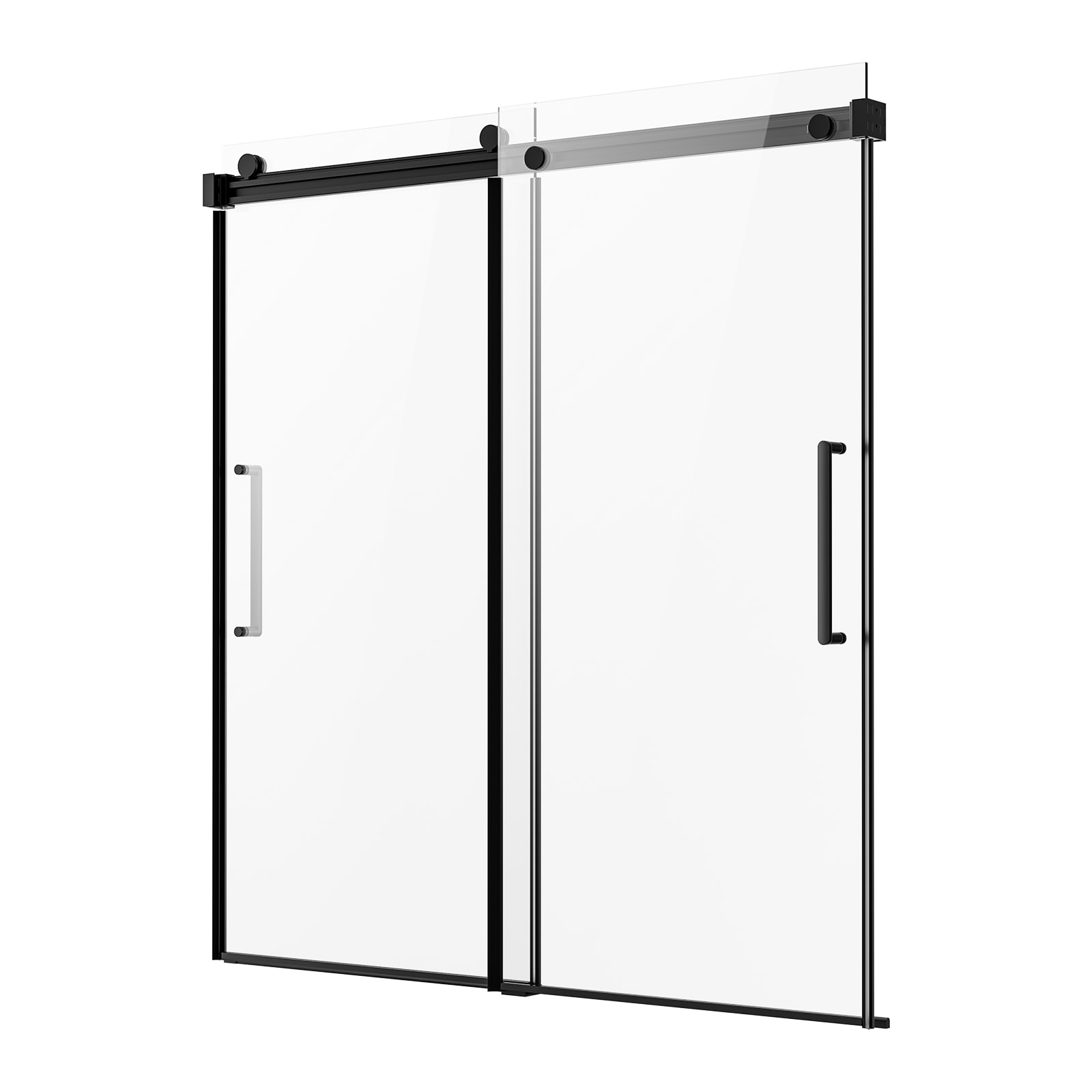 GIVIMO Frameless Sliding Bathtub Door 56-60-in W x 60-in H Frameless Shower Glass Door Double Sliding Tub Door 5/16-in Clear Tempered Glass Stainless Steel Handle Black
