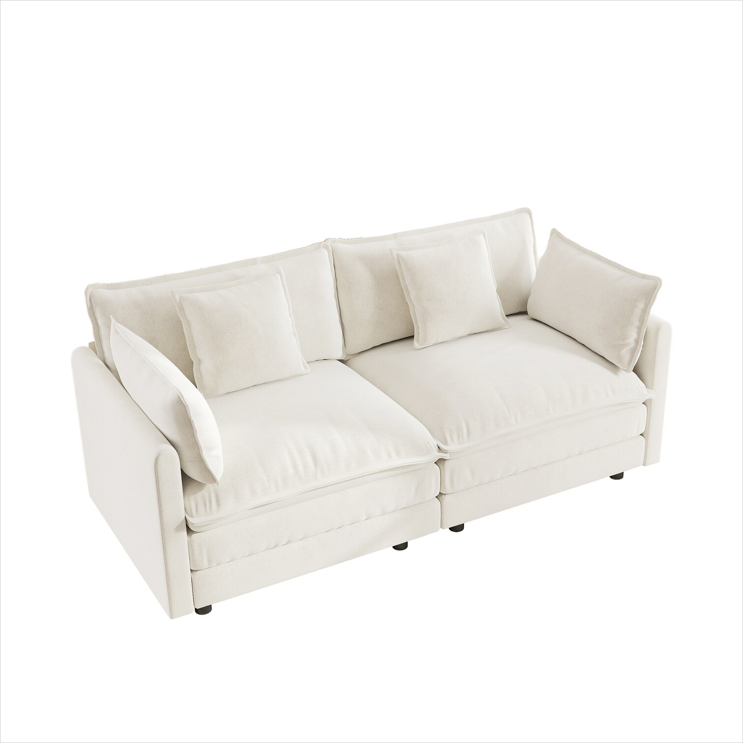 Naturefalls Modern Snow White Chenille Loveseat Upholstered Large Deep ...