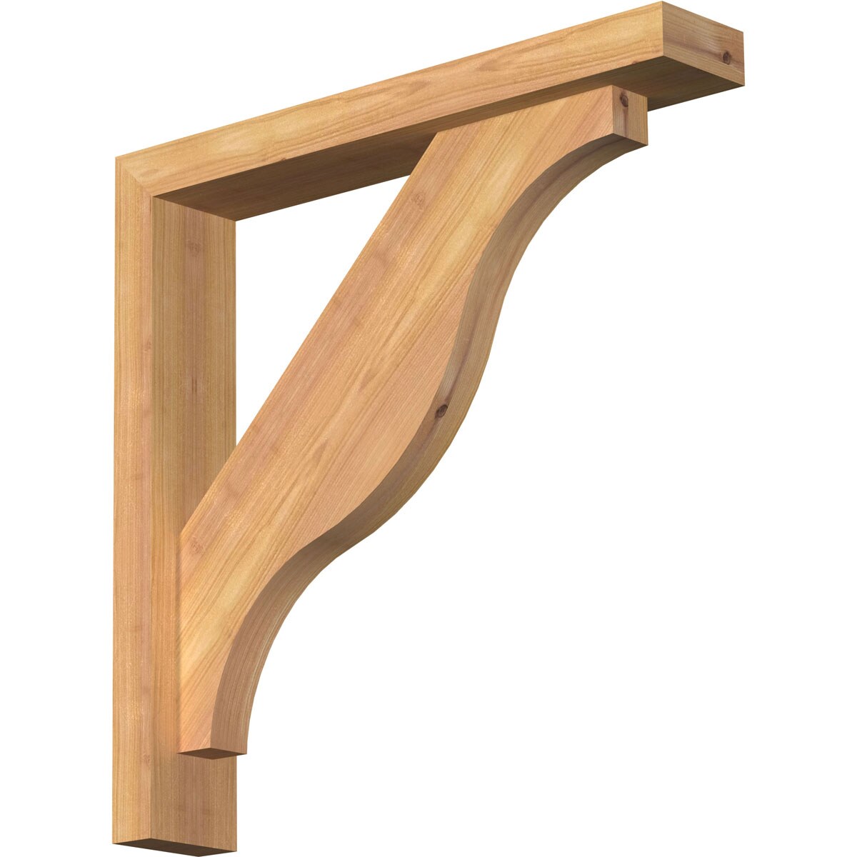 Ekena Millwork 1462316 Funston Block Smooth Bracket with Offset Brace Western Red Cedar Wood Standard Bracket