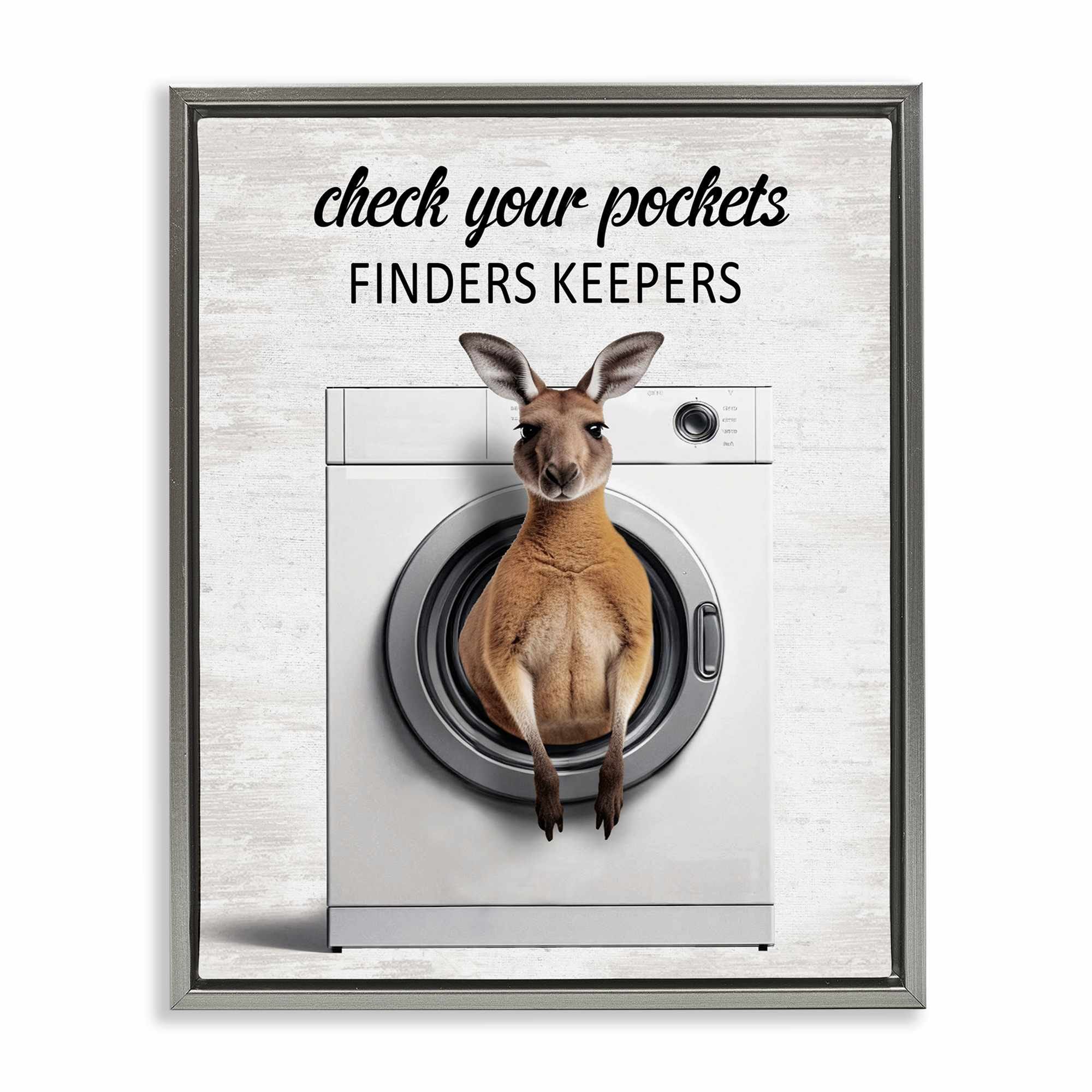 Stupell Industries BS-856-FFL-16X20 Finders Keepers Laundry Rule Gray Framed Floater Canvas Wall Art By Lettered and Lined 17 x 21
