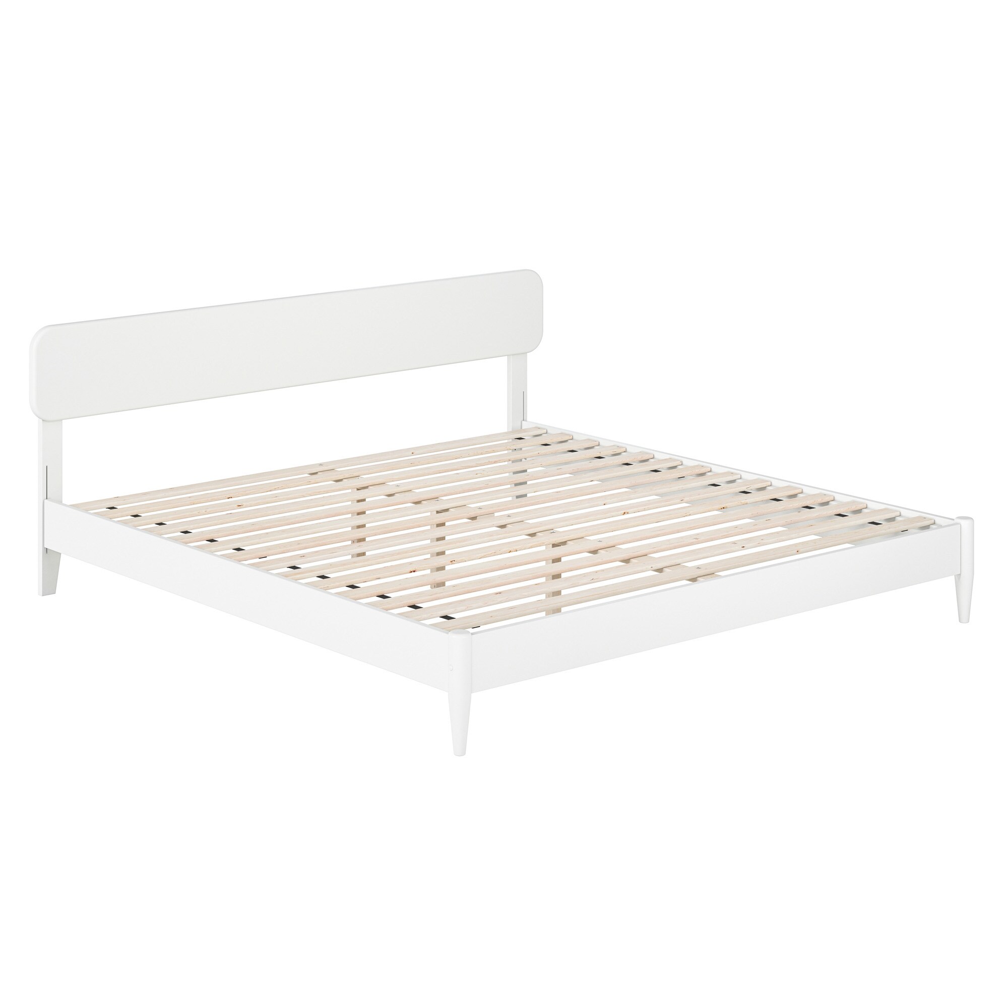 Florence White King Solid Wood Low Profile Platform Bed