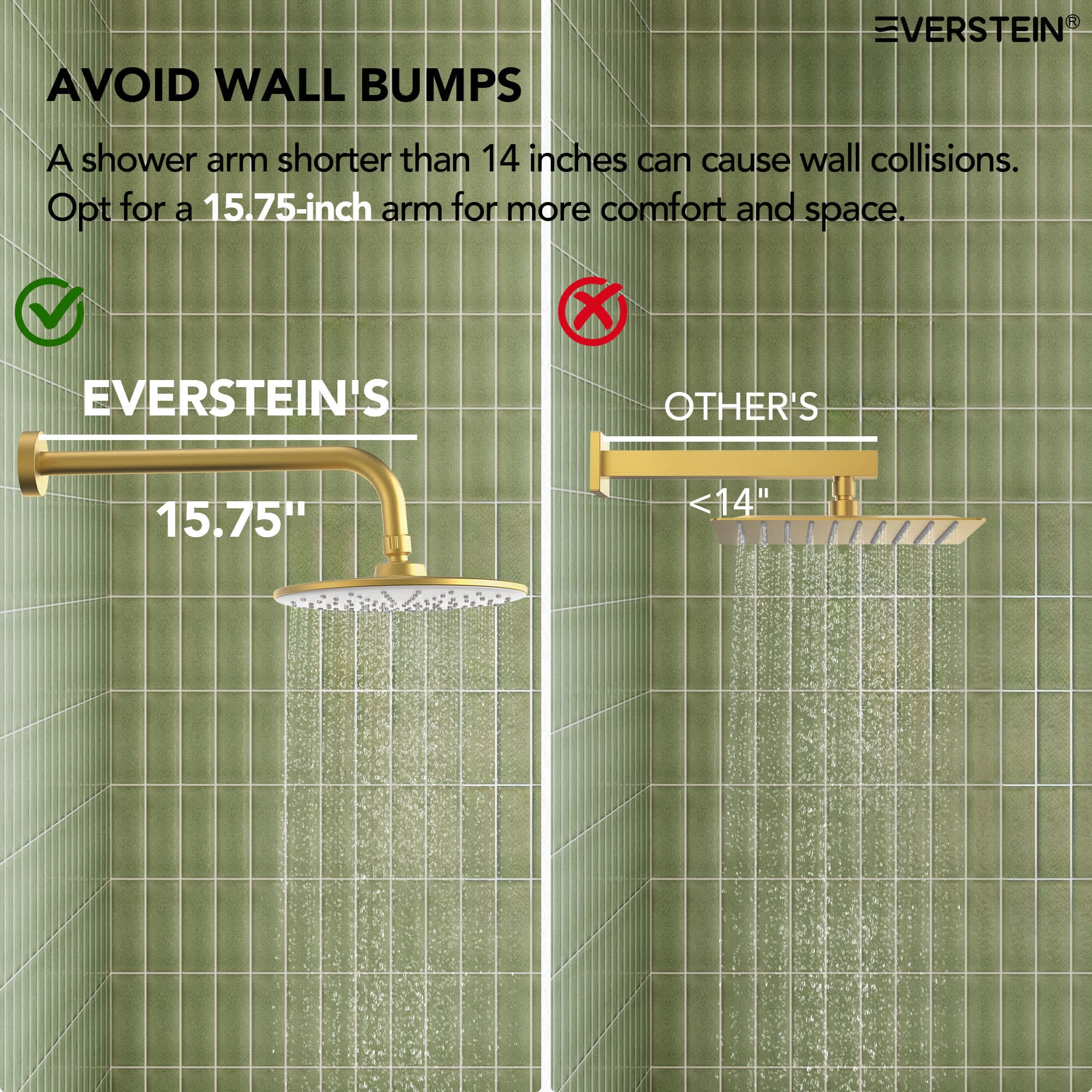 EVERSTEIN SFS-1076-GD9 Showerhead-Bar-Panels - View #10