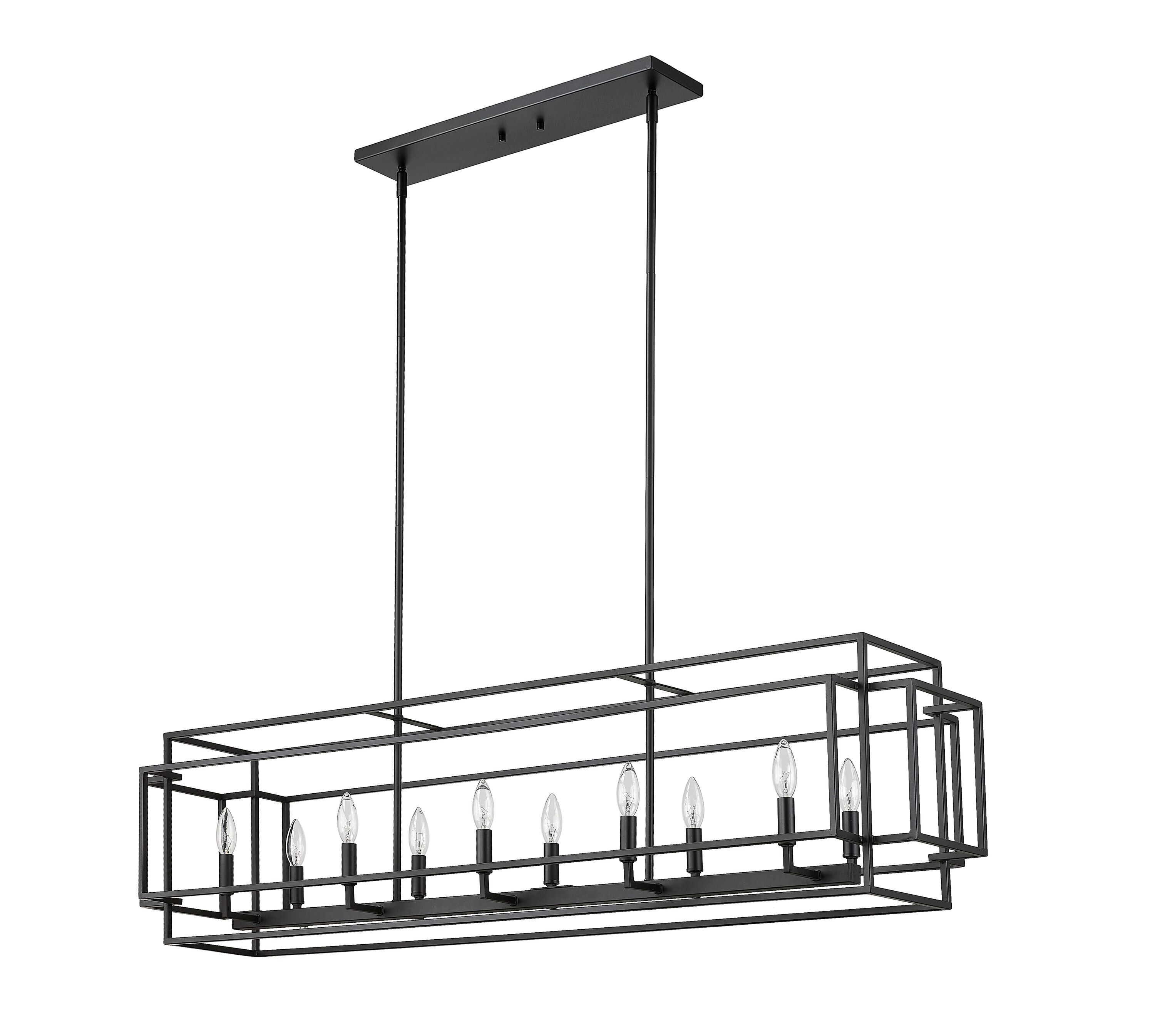 Matte Black 54" Steel 10-Light Island Pendant