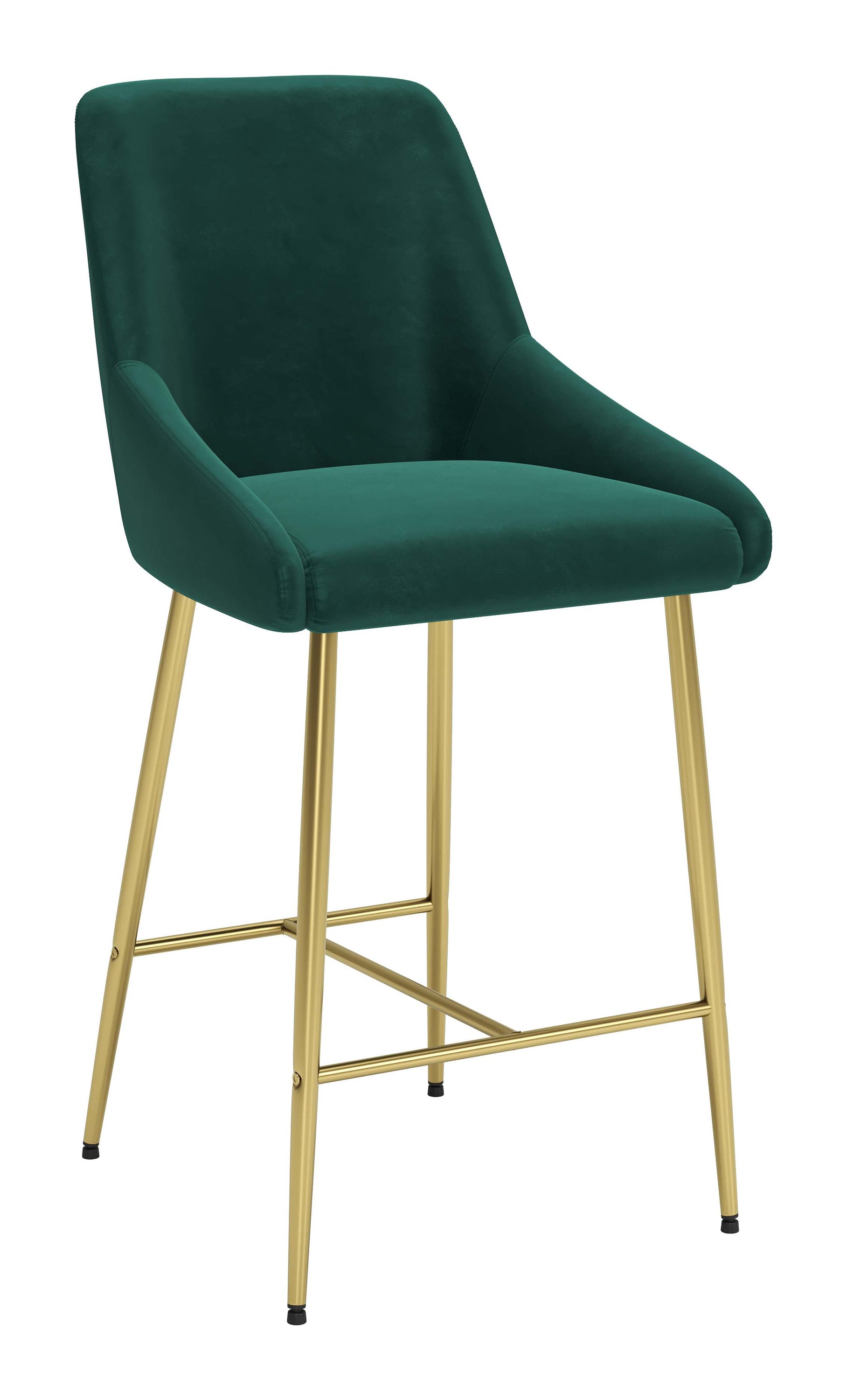 Zuo Modern 109380 Madelaine Green 26.4-in H Counter height Upholstered Metal Bar Stool with Arms & Back