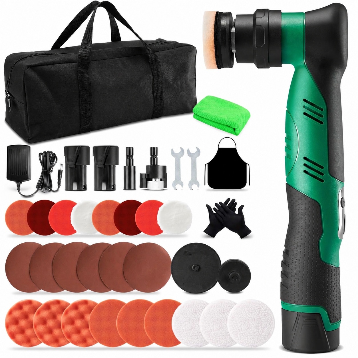JVFCXXV  Cordless Car Buffer Polisher Kit Dual Action Rotary Variable Speed Detailing Tool Kit 1 Inch 3 Inch Pads for Car Boat Motorcycle Polish