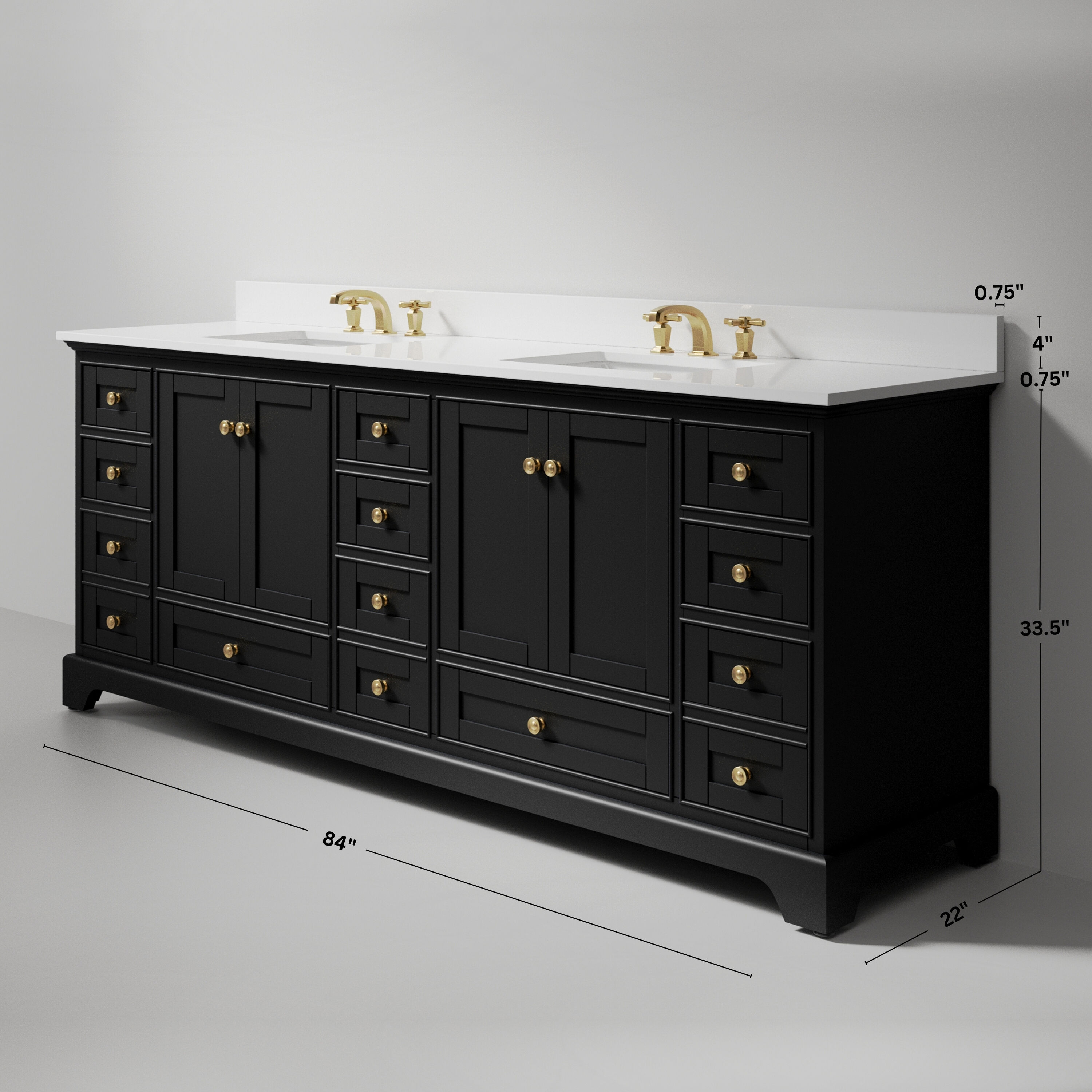 Ancerre Designs VTSAUDREY84BO-QCL-GD Bath-Vanity-Combo - View #3
