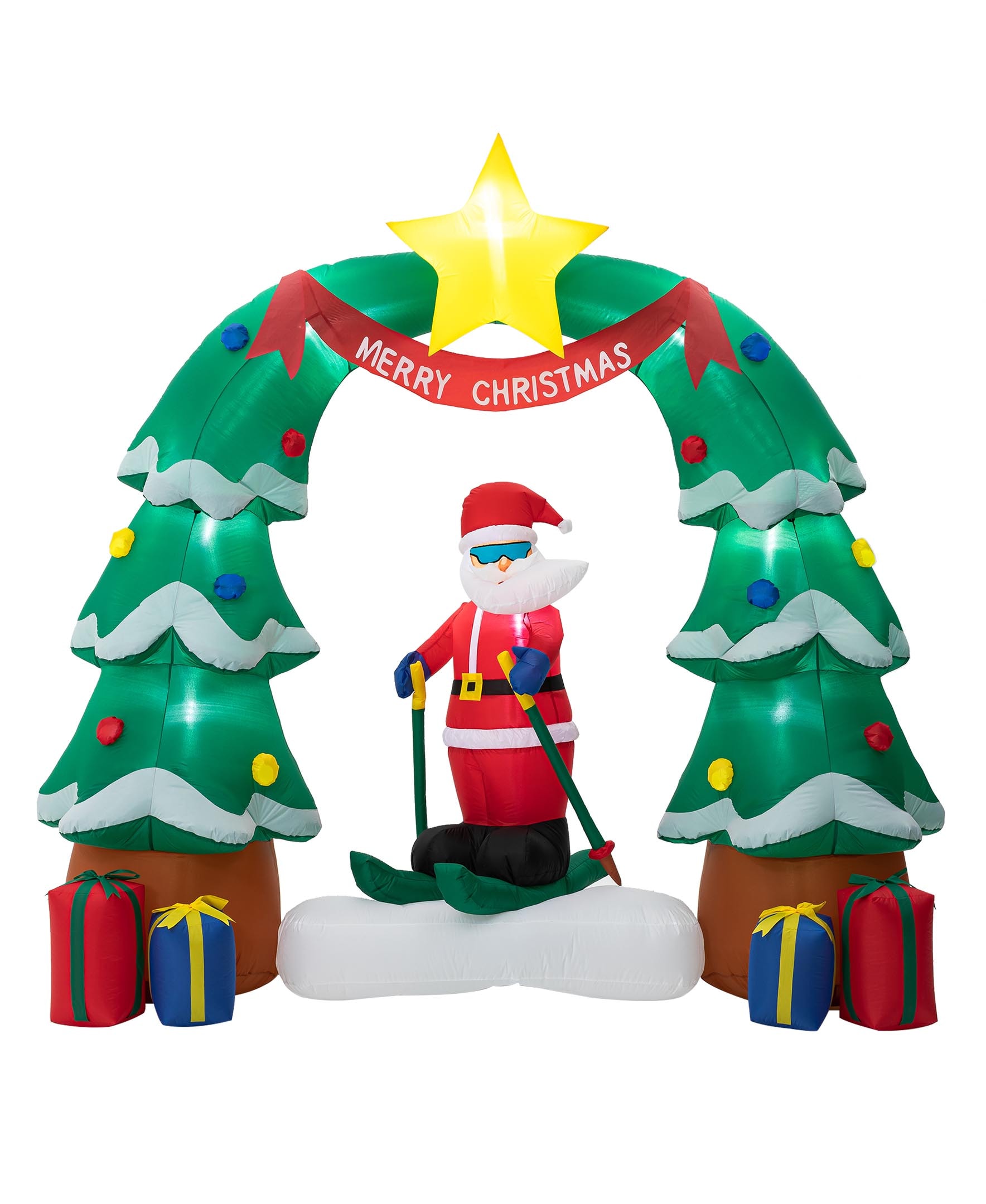 Glitzhome 2005200024 6.82-Feet Lighted Santa Christmas Inflatable Archway