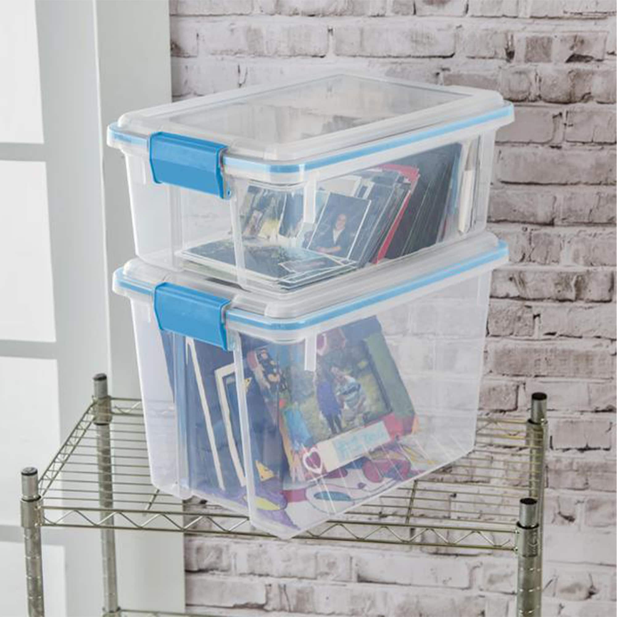 Sterilite 20 Qt Gasket Box, Stackable Storage Bin With Latching