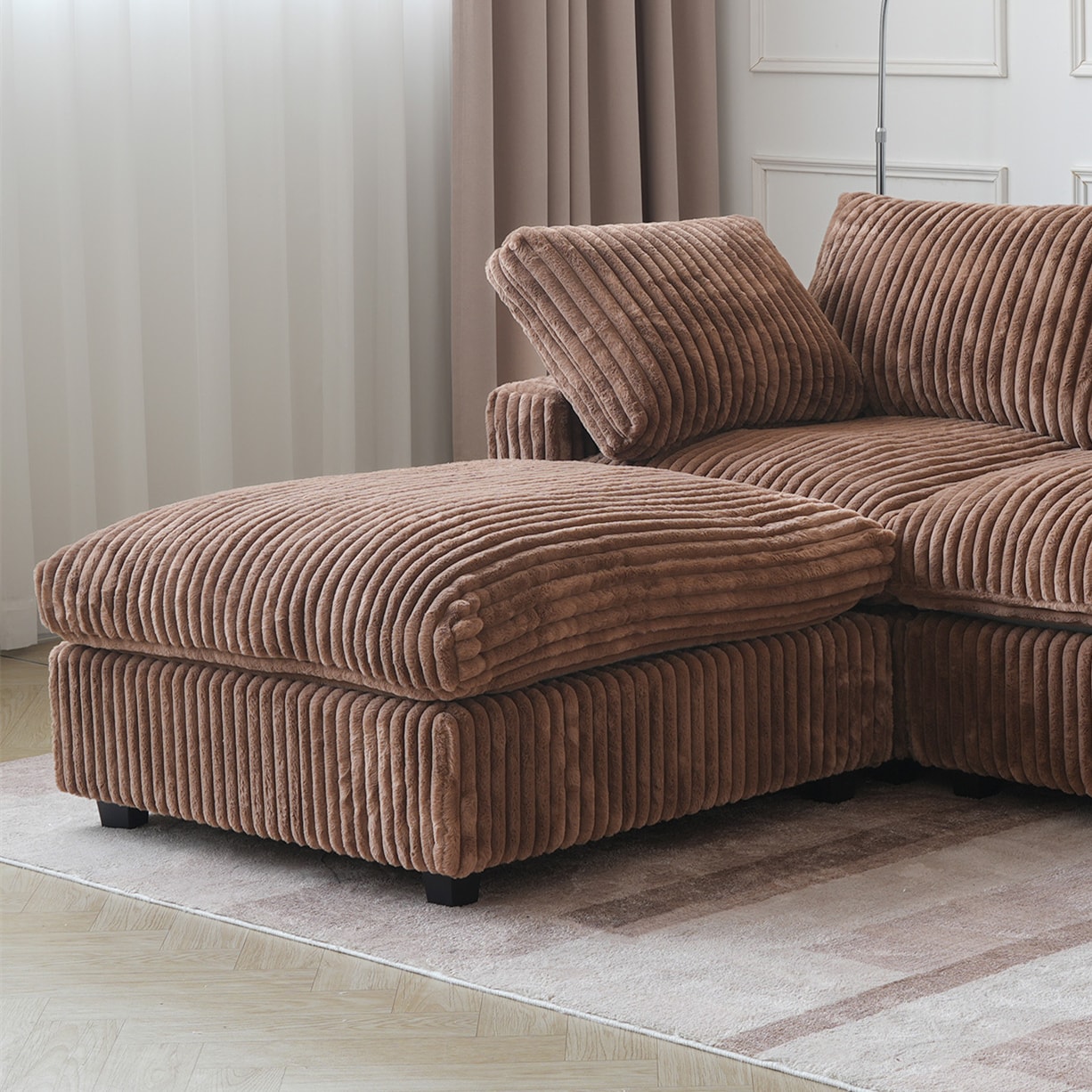 BuotiqHom DH-OT3-141TA 45-in Modern Brown (Ottoman) Velvet 1 -seater Sectional