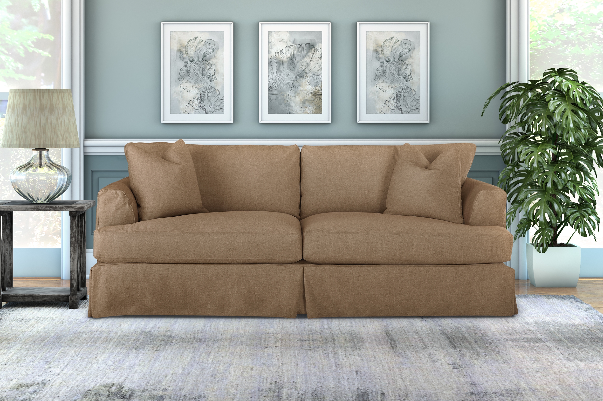 Ash Polyester Blend 2 Seater Sofa