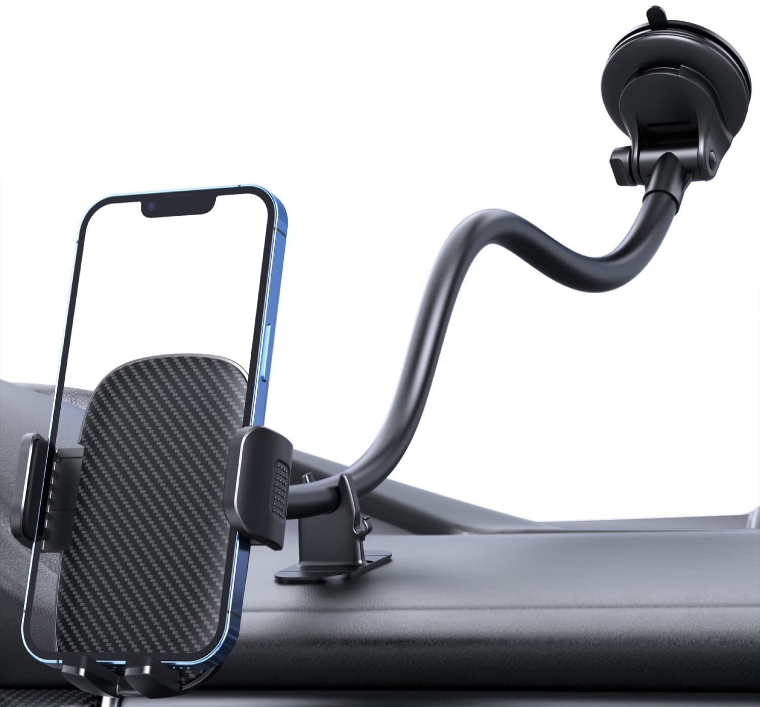 Aoibox  Qifutan Phone Holder 14 Inch Long Arm Windshield Car Cell Phone Holder Anti Shake Stabilizer Automobile Mount for iPhone Android