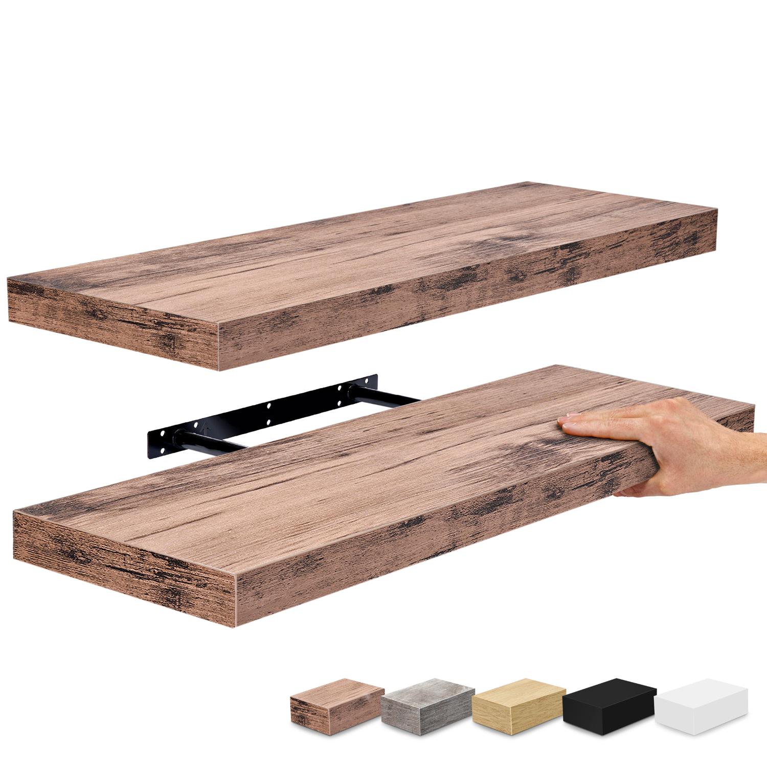 SORBUS WD-FLT-MGW 9.25-Inches L x 9.25-Inches D x 1.5-Inches H Mahogany Wood Rectangular Floating shelf 3 Decorative Shelves