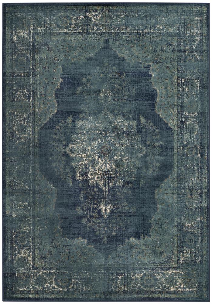 Safavieh VTG122-2330-3 Vintage Kaira 3 x 6 (ft) Loomed Synthetic Navy Rectangular Indoor Distressed/Overdyed Oriental Throw rug