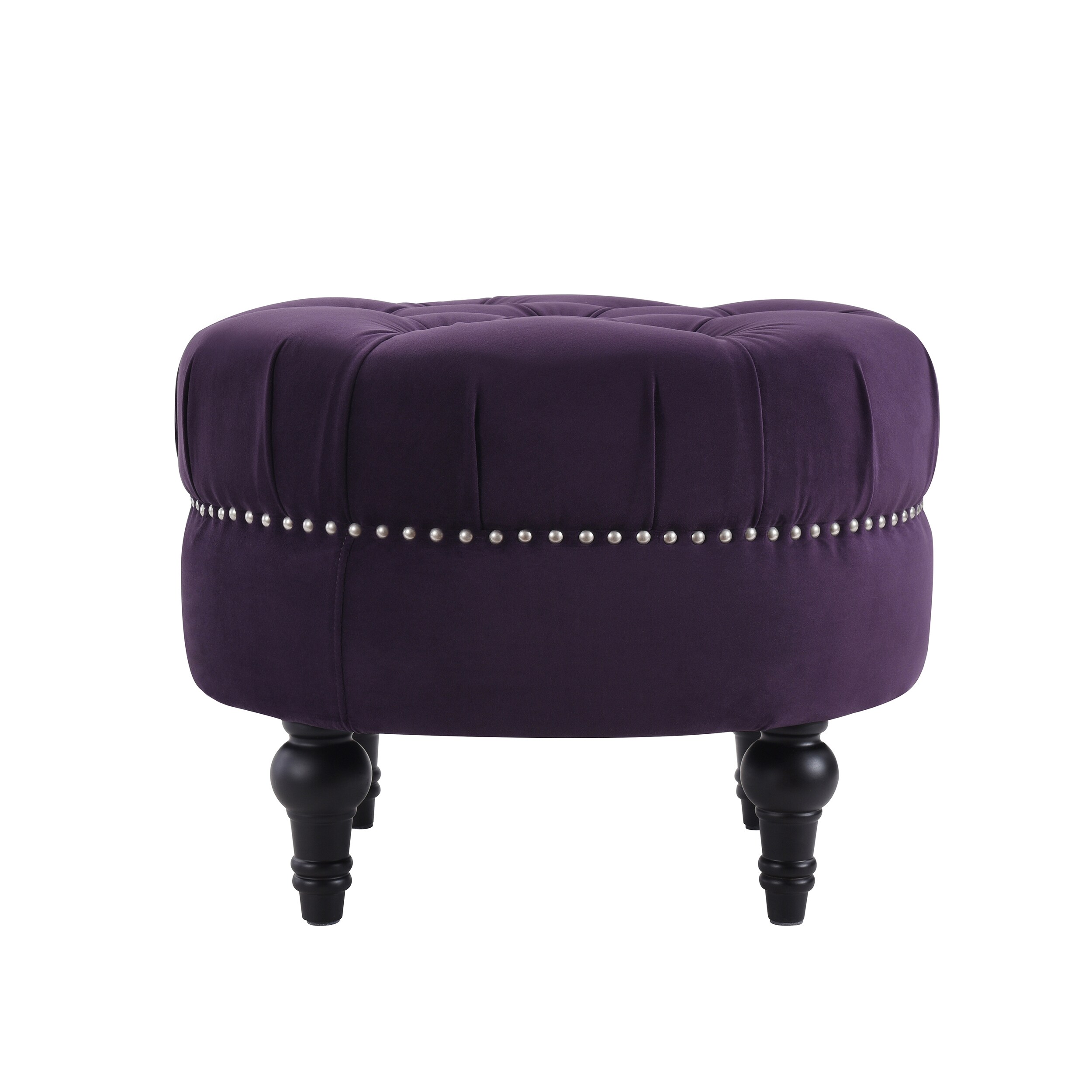 Jennifer Taylor Home Dawn Midcentury Purple Velvet Round Ottoman at ...