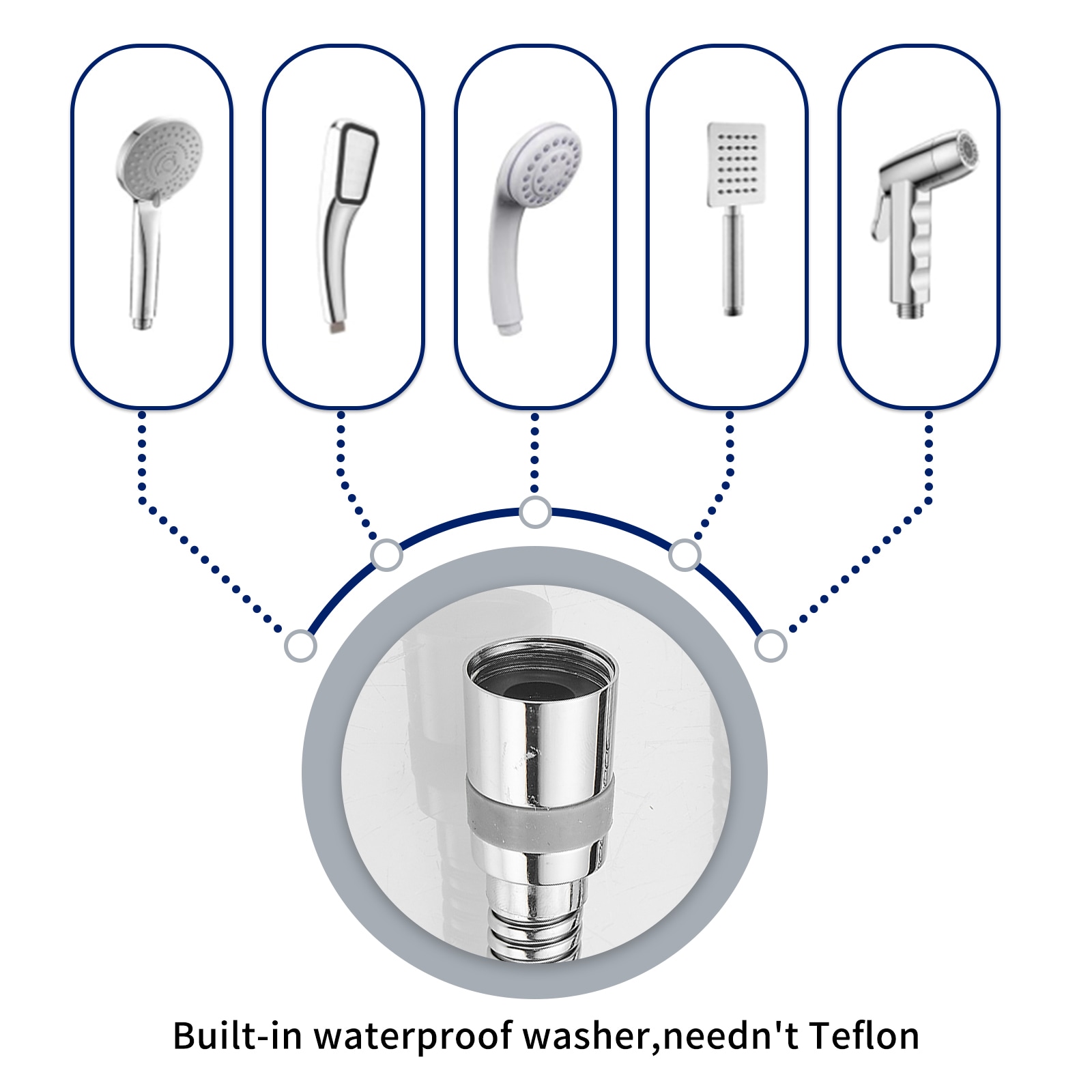 71-Inch Chrome Flexible Handheld Shower Hose with Brass Fittings