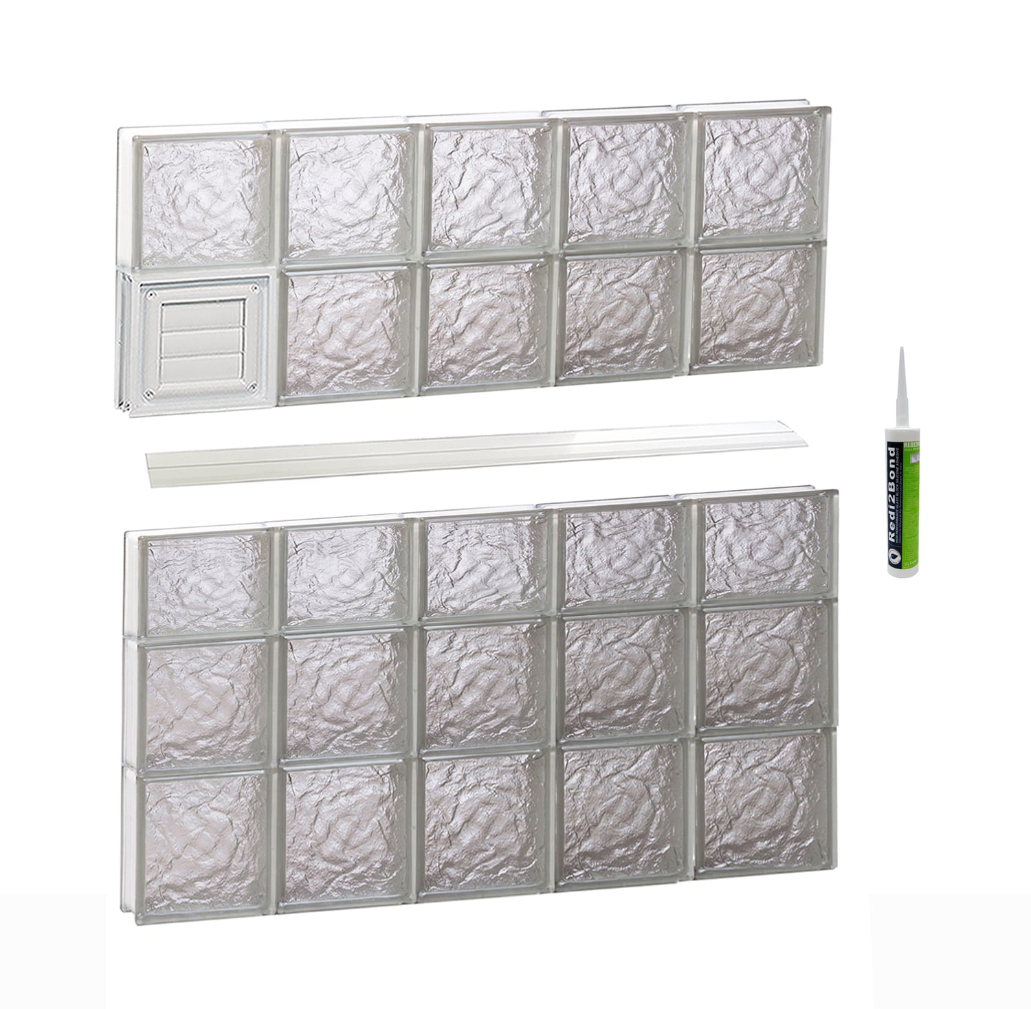 REDI2SET D4038IS Ice Glass 38-3/4-in x 36-3/4-in Frameless Replacement Dryer vent Glass Block Window