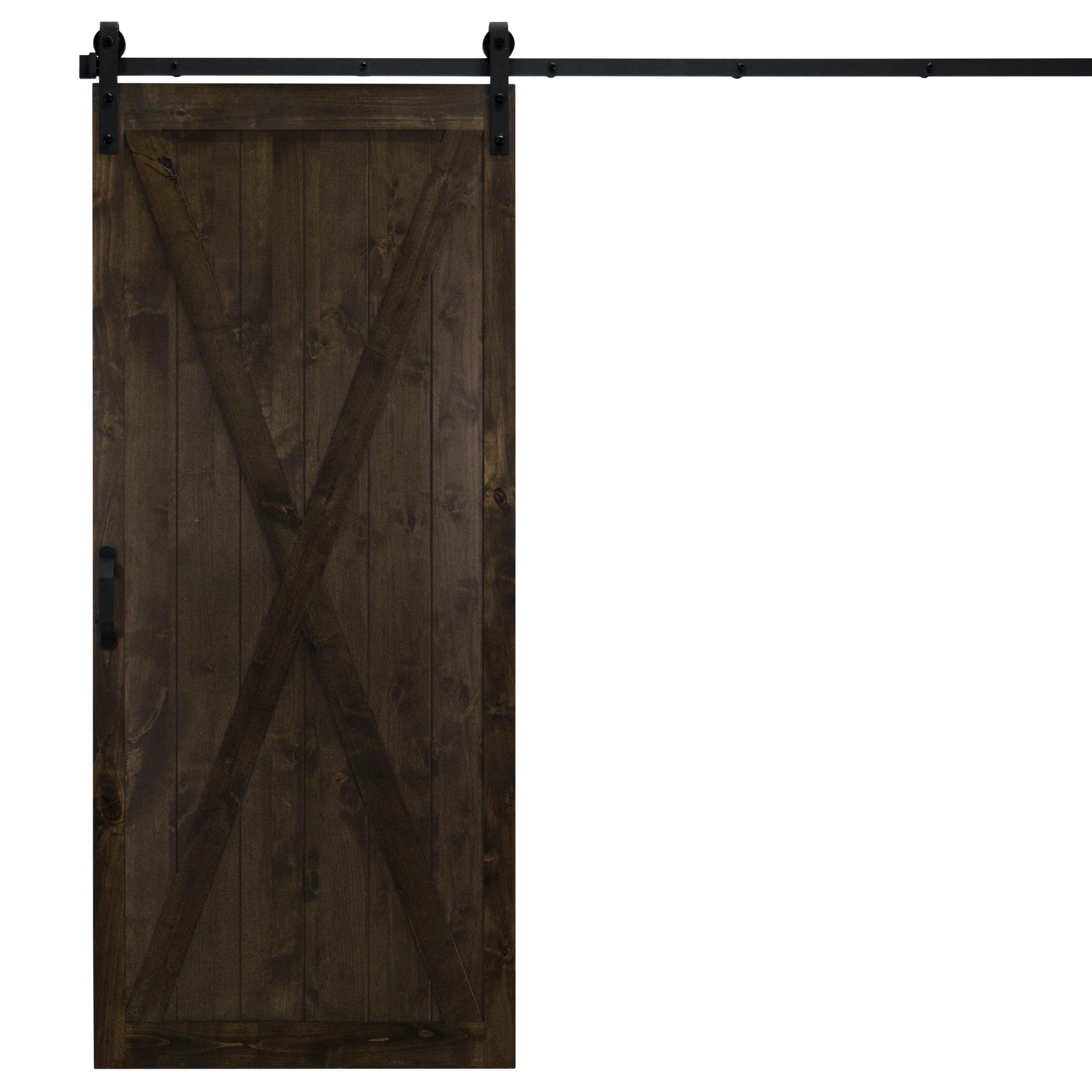 Dogberry DXBAR36DKCHNONEHARD 36-in x 84-in Dark Chocolate Knotty alder Wood Solid core Single Barn Door (Hardware Included)