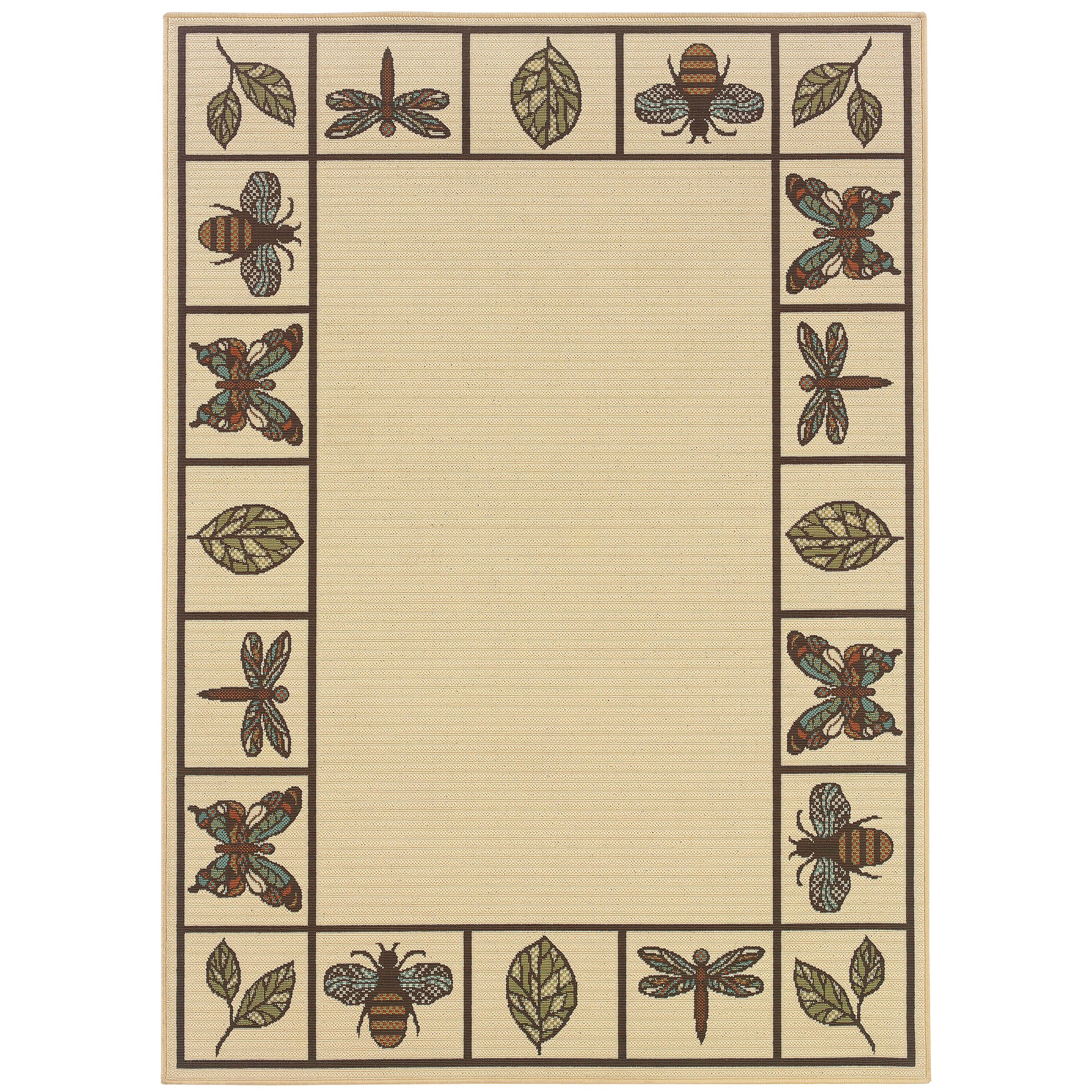 Archer Lane 226MON6W6L Ackerman 6 X 9 (ft) Ivory Indoor/Outdoor Border Coastal Area Rug