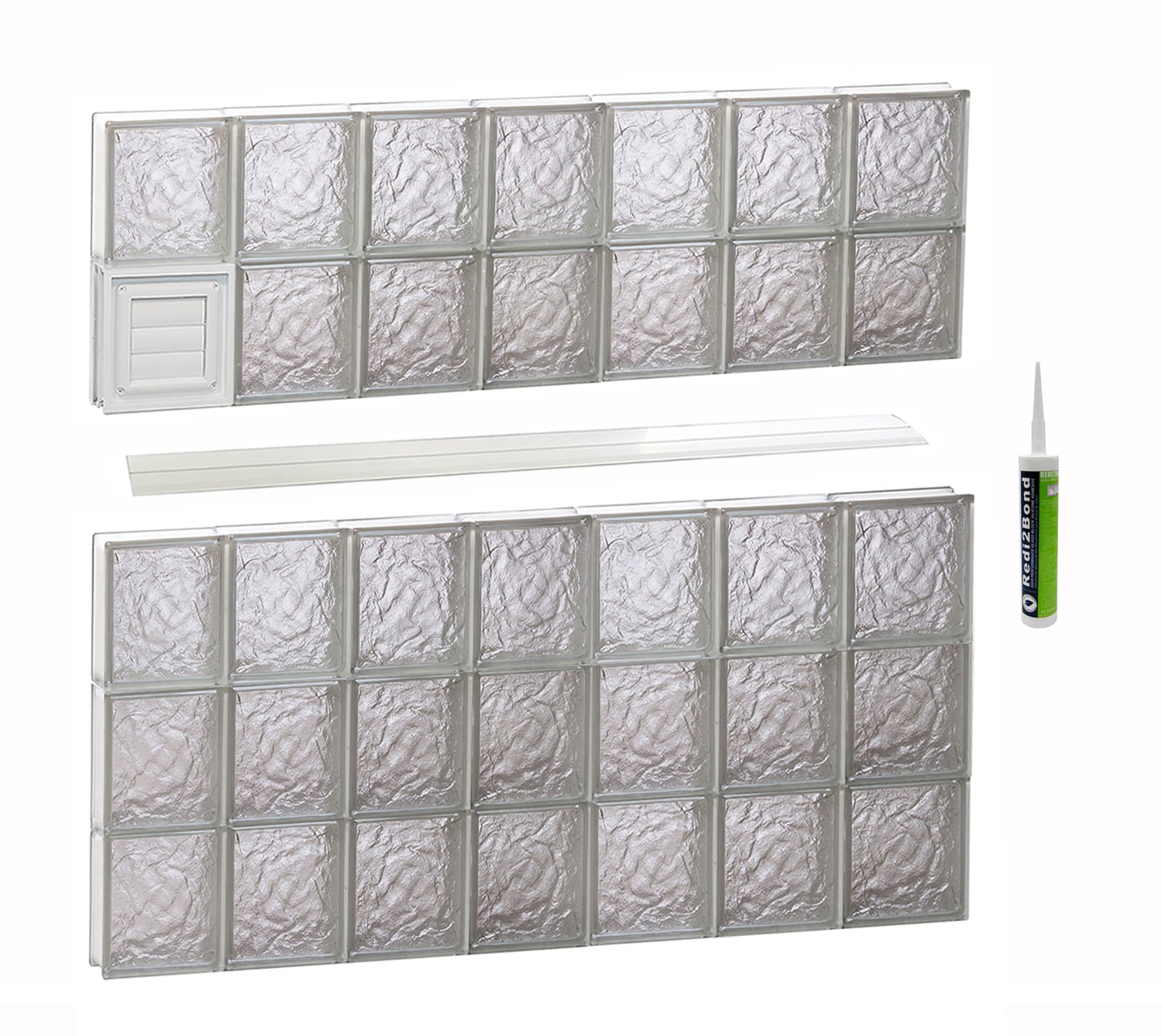 REDI2SET D4240IS Ice Glass 40-1/4-in x 38-3/4-in Frameless Replacement Dryer vent Glass Block Window