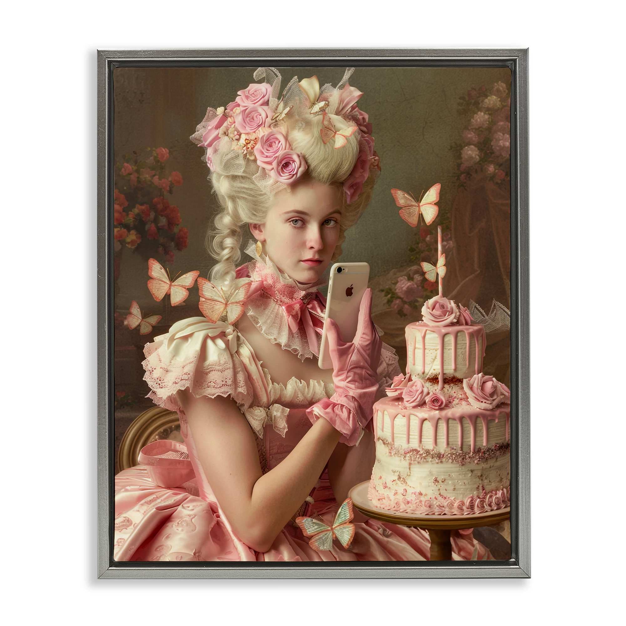 Stupell Industries BT-415-FFL-24X30 Vintage Lady with Cellphone Floating Frame design by Michael McKinney