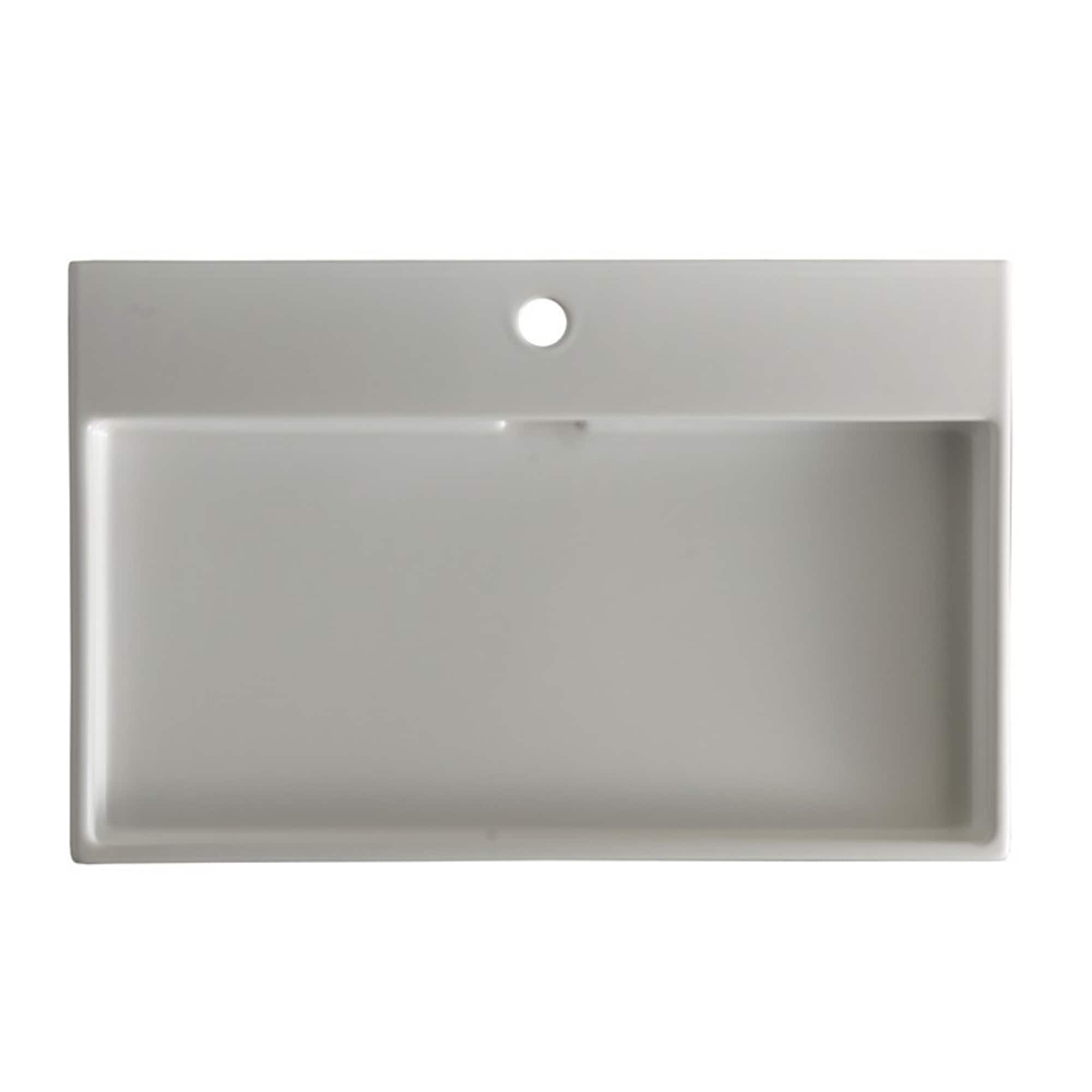 WS Bath Collections URBAN 70.01 Urban Ceramic 17.7-in Wall-mount Rectangular Modern Ceramic white Bathroom Sink