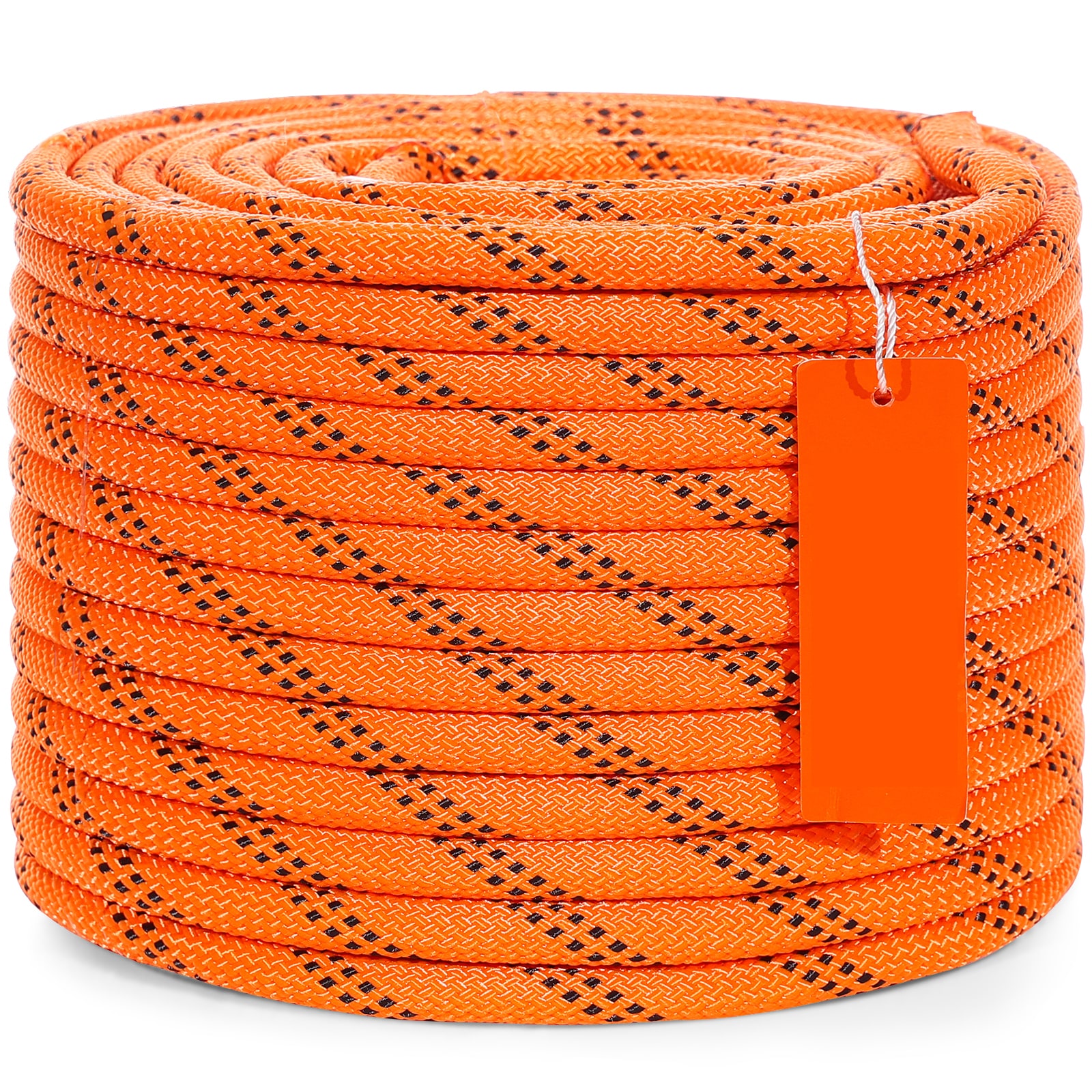 VEVOR SCHCCLSDL38I04925V0 Dual-Weave Polyester Cord  3/8 inch by 120 feet  48-Strand  4000 Pound Tensile Strength  Multi-Use Rope for Arborist Activities  and Outdoor Adventures  Orange/Black