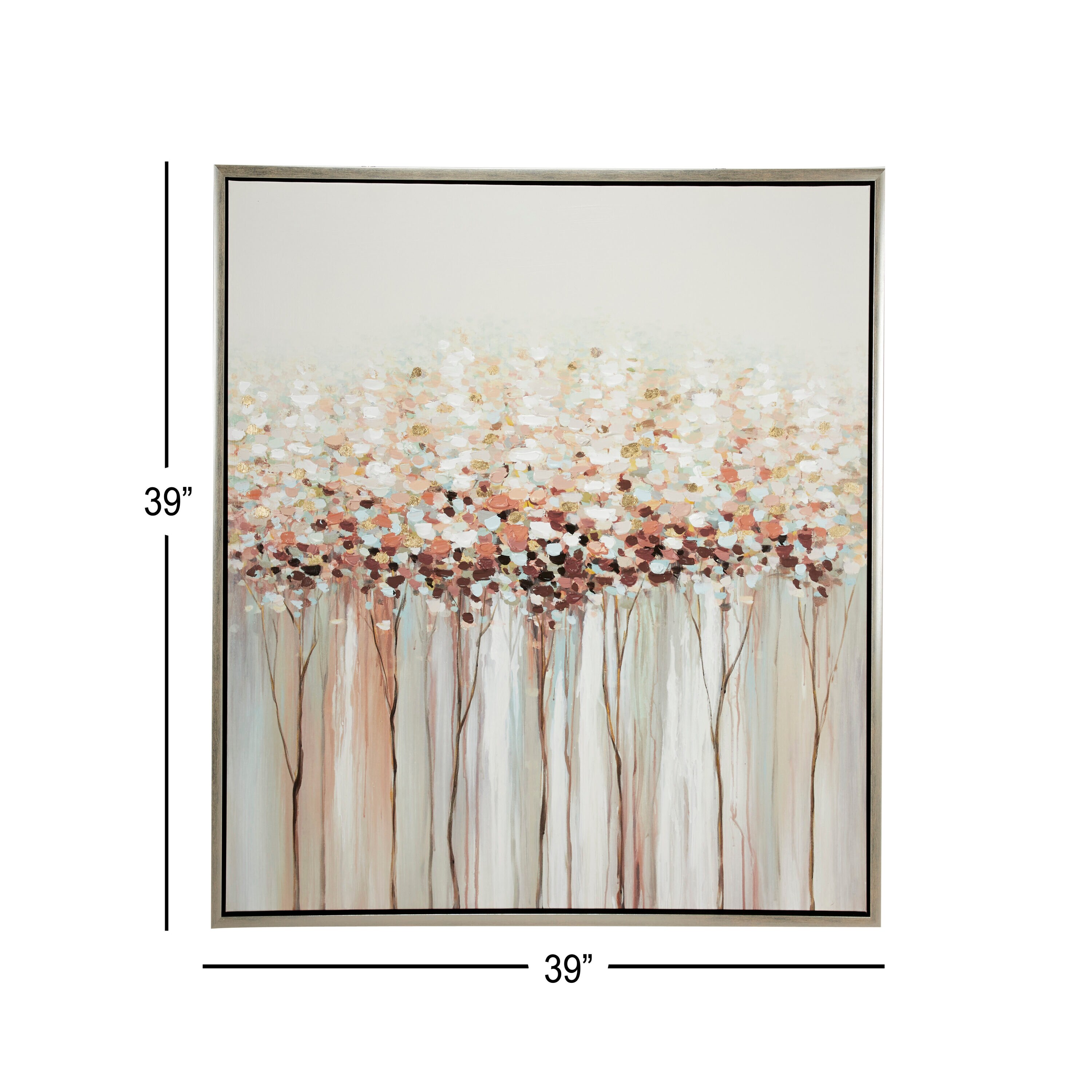 White and Beige Abstract Tree Framed Canvas Wall Art