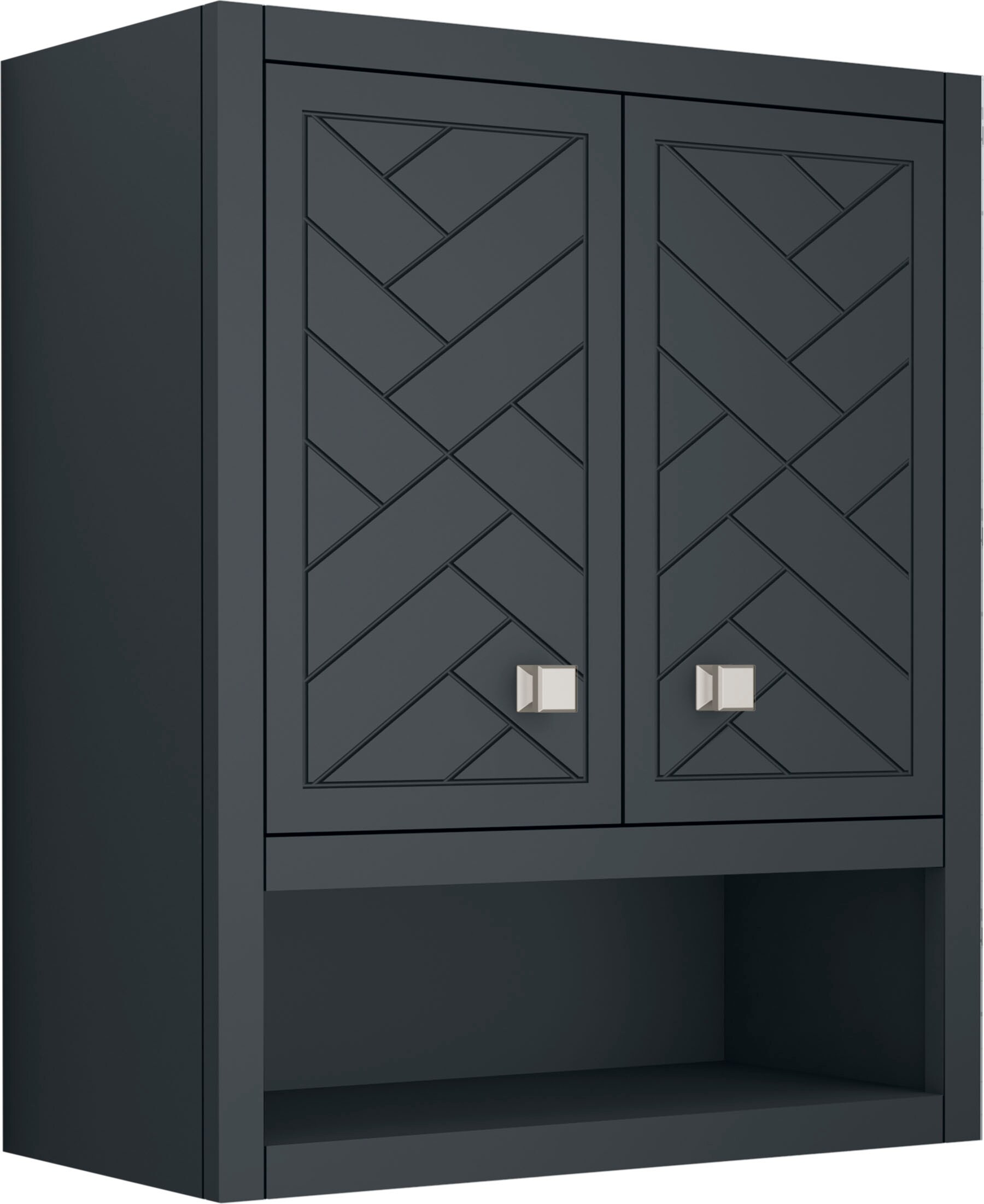 KOHLER 33533-ASB-1WX Beauxline 24-in x 28-in x 10-in Slate Grey Soft Close Bathroom Wall Cabinet