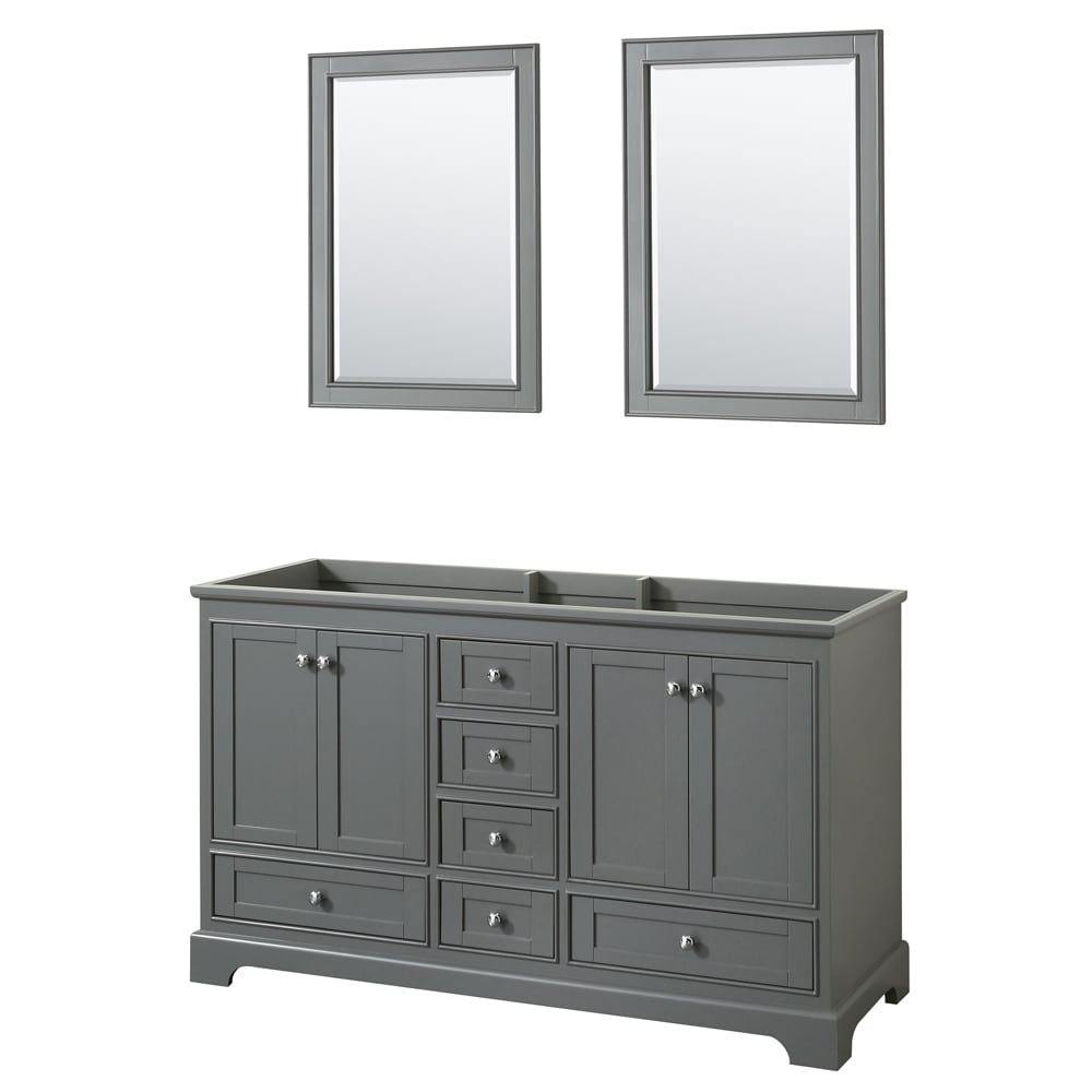 Wyndham Collection WCS202060DKGCXSXXM24 Deborah 60-in Dark Gray with Polished Chrome Trim Bathroom Vanity Base Cabinet without Top (Mirror Included)