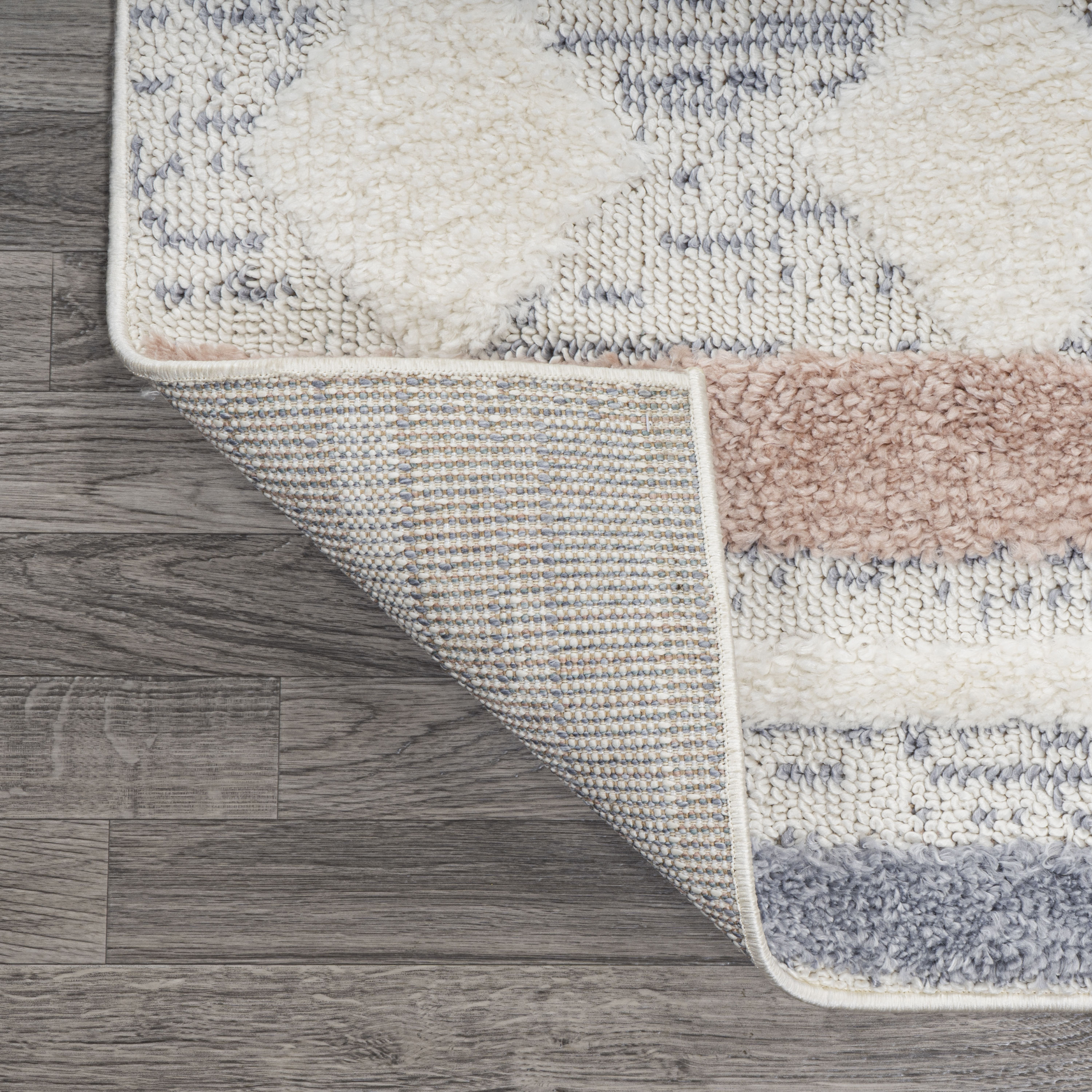 Gray and Multicolor Striped Synthetic 4' x 6' Area Rug