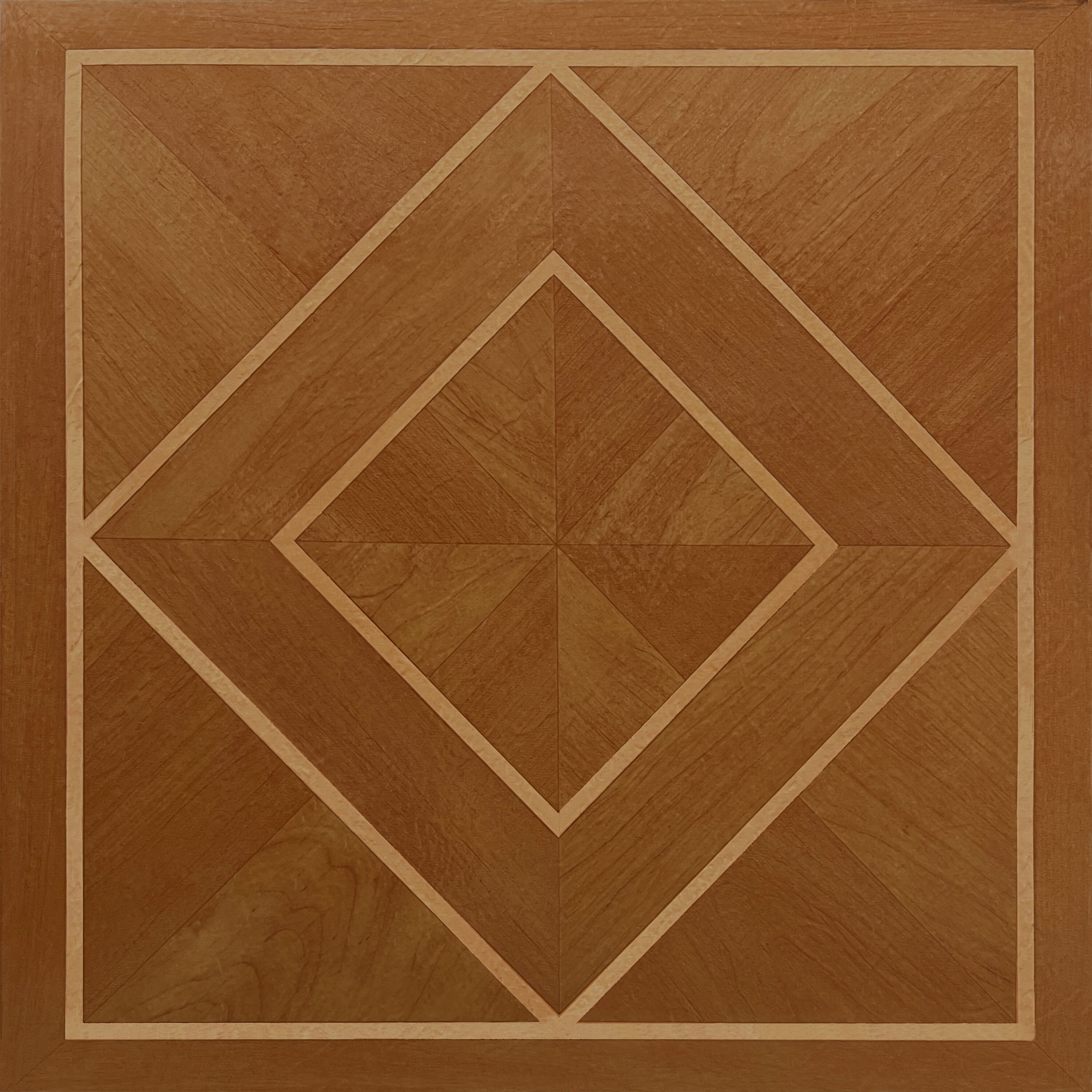 Achim FTVWD20545 White Border Classic Inlaid Parquet Brown Wood look 0.07-mil x 12-in W x 12-in L Peel and stick Vinyl Tile Flooring ( 45-sq ft Carton )