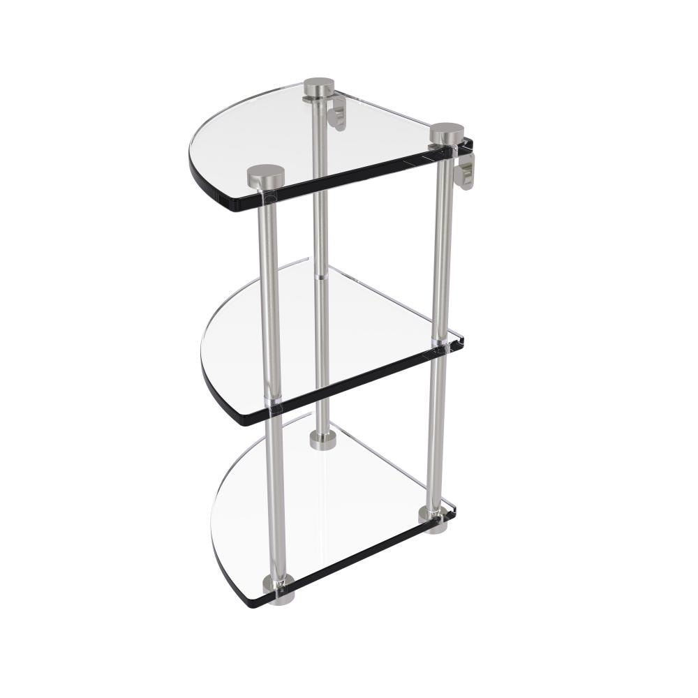 Satin Nickel 3-Tier Corner Bathroom Shelf