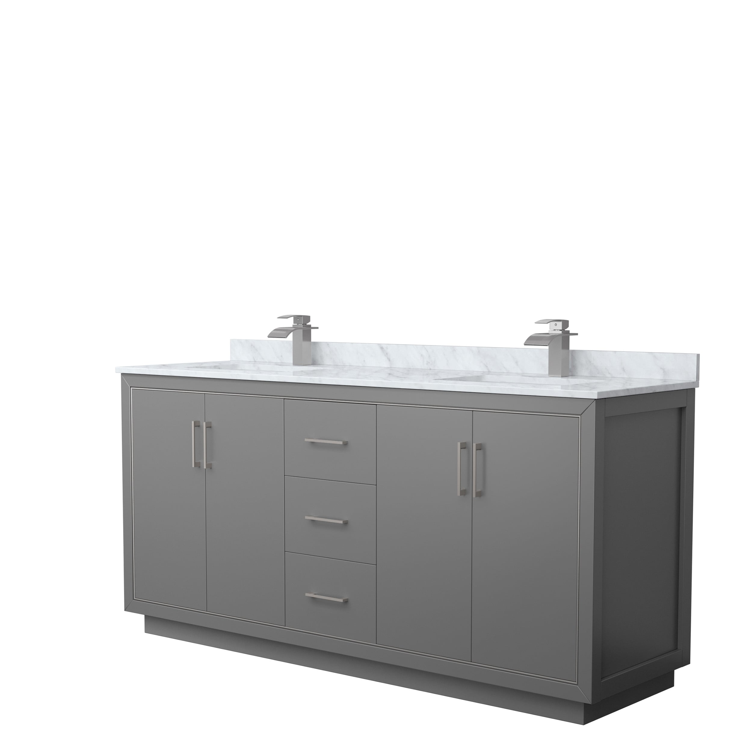 Wyndham Collection WCF111172DKGCMUNSMXX Icon 72-in Dark Gray with Brushed Nickel Trim Undermount Double sink Bathroom Vanity with White Carrara marble Natural marble Top