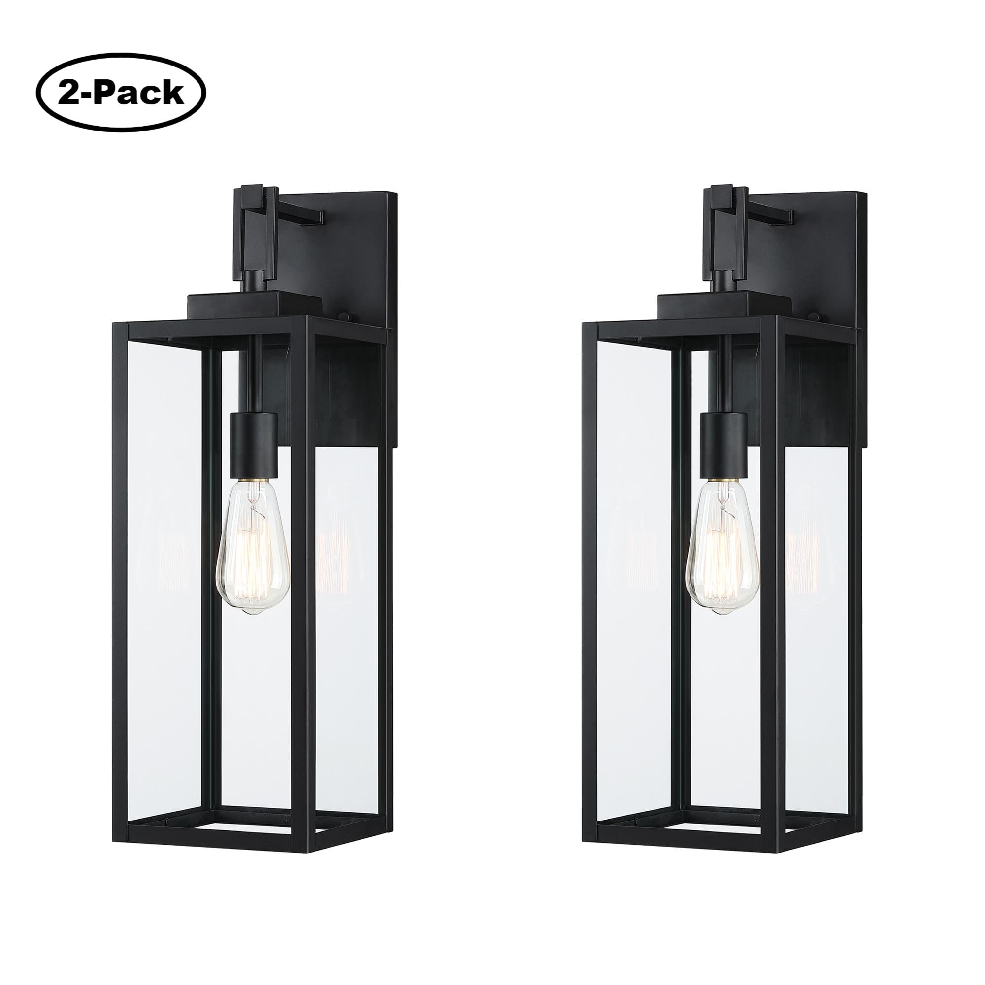 Hukoro 2FL19061-BK 2 -Pack 1 -Light 22-in H Matte Black Hardwired Outdoor Wall Light