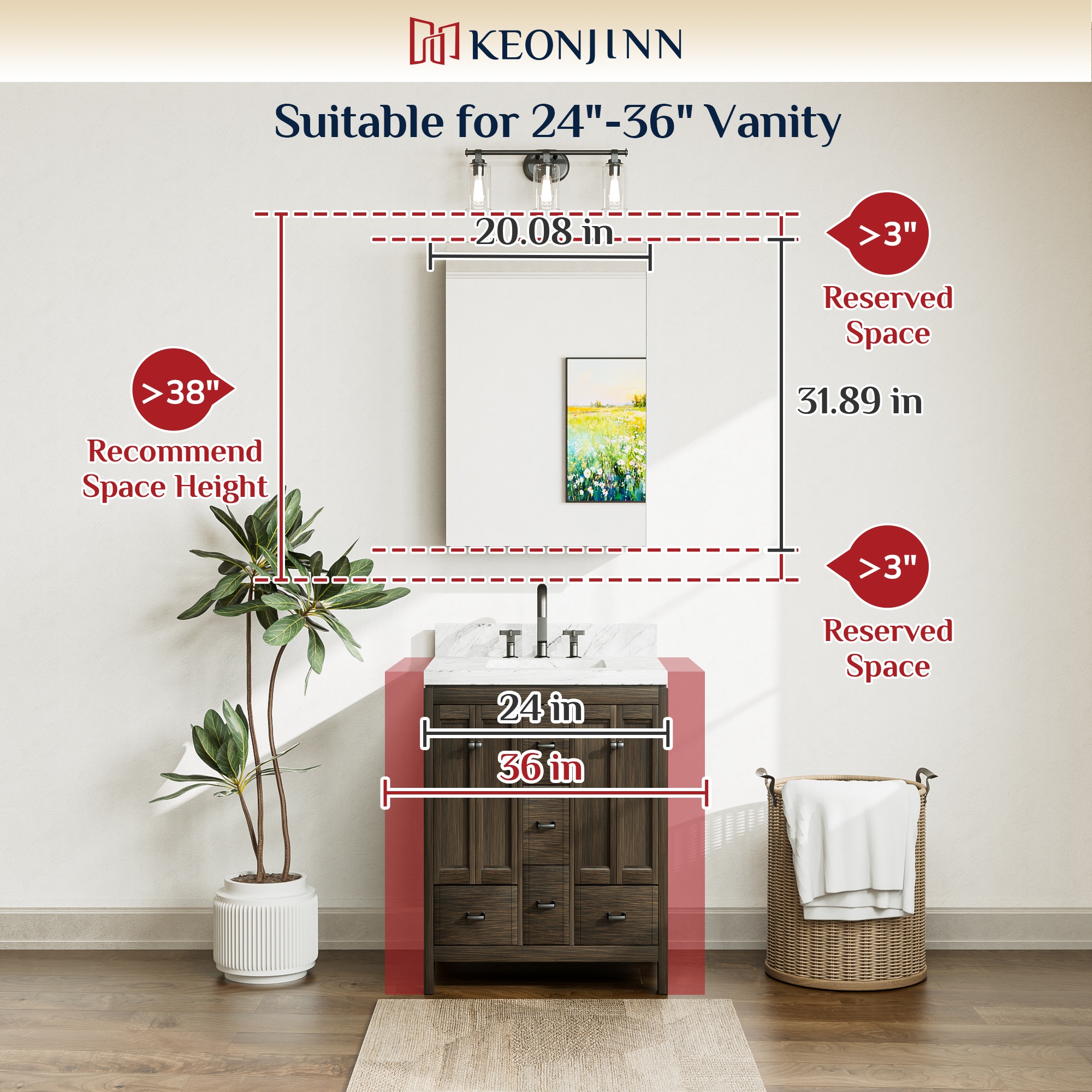 Keonjinn LW-JG-FXFJP-5181-BK Bathroom-Medicine-Cabinets - View #5