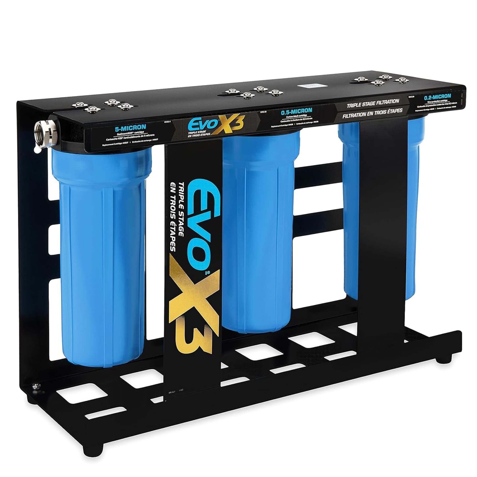 CAMCO  Evo X3 Triple Stage RV Water Filter System with 3 Replaceable Cartridges