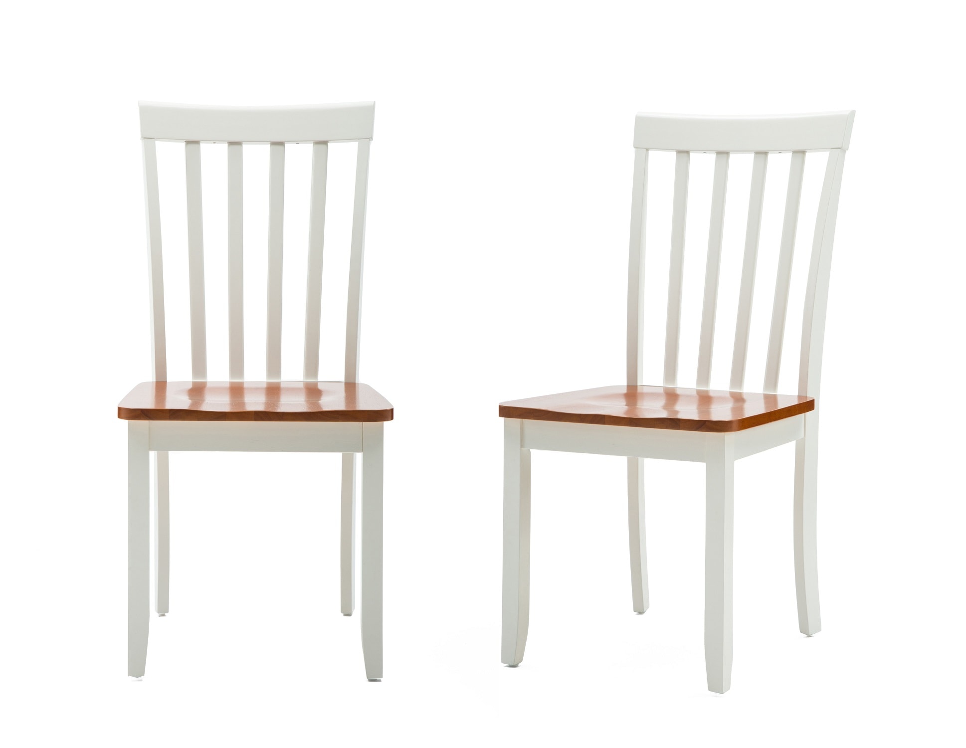 Benzara Wooden Slat Back Chair with Straight Feet, Set of 2, Honey Brown