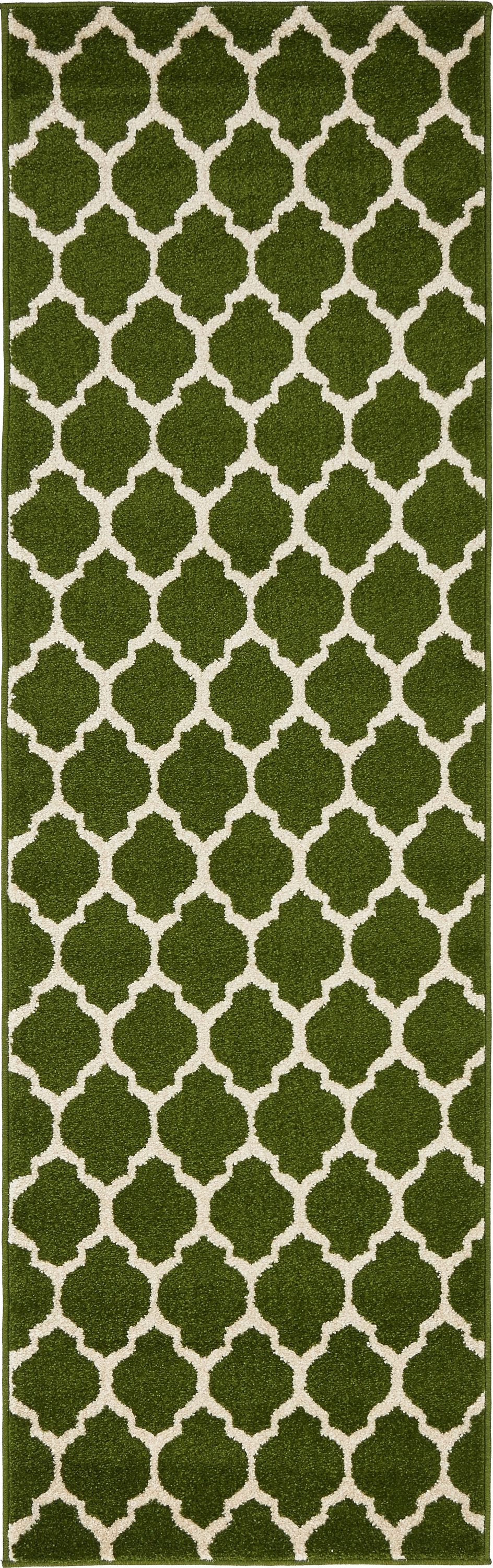 Unique Loom 3136443 Philadelphia Trellis 2 x 6 (ft) Loomed Polypropylene Dark Green/Beige Rectangular Indoor Geometric Industrial Runner rug
