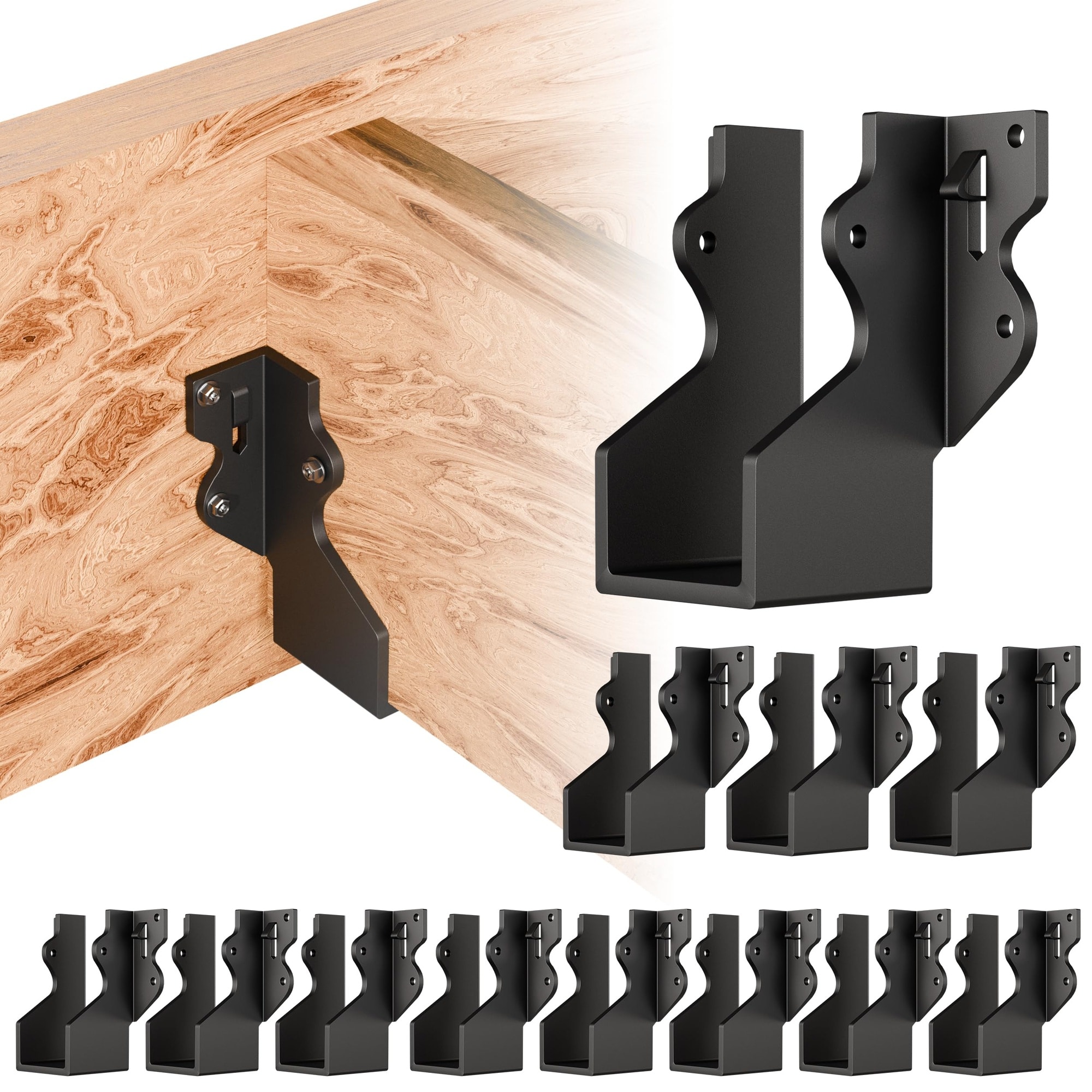 SenQWFa Black 2x4 Joist Hanger Heavy Duty 14 Gauge Steel Face Mount Hurricane Tie Brackets for Floor Deck Ceiling Trusses 12 Pack #LDC0820C644