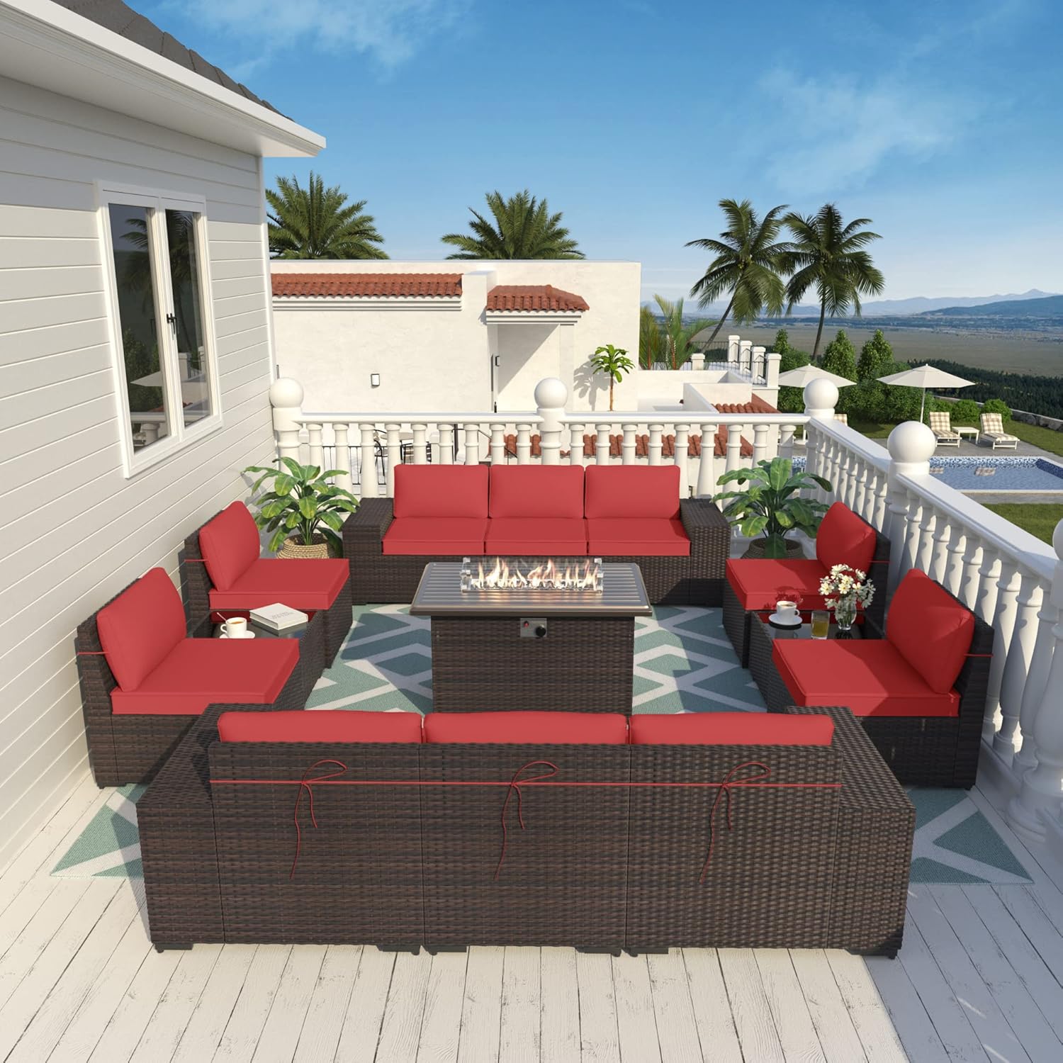 ALAULM LS-12PCS+FP-RED Patio-Conversation-Sets - View #2