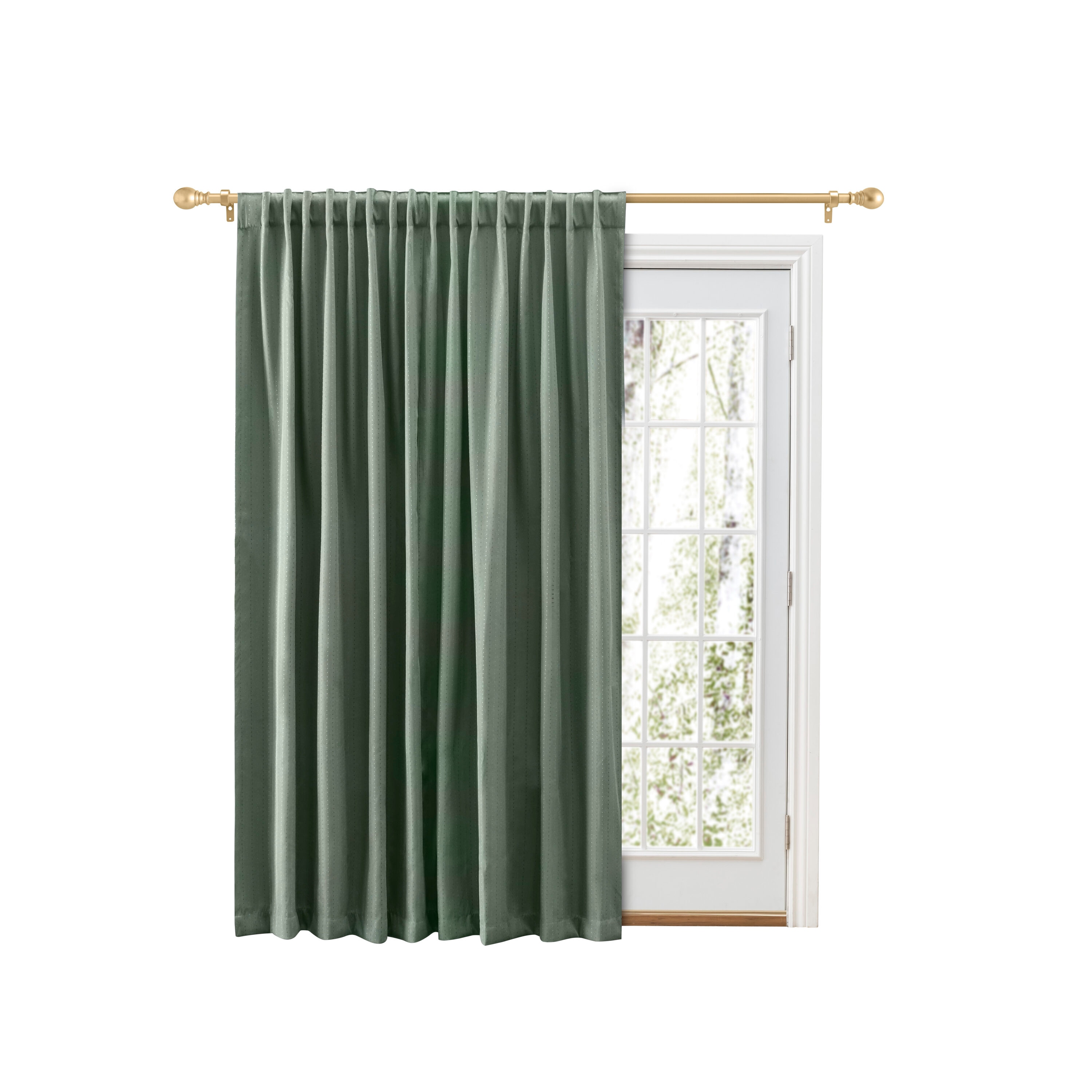 Ricardo Trading 01125-70-484-25 84-in Green Room darkening Back tab Single curtain panel