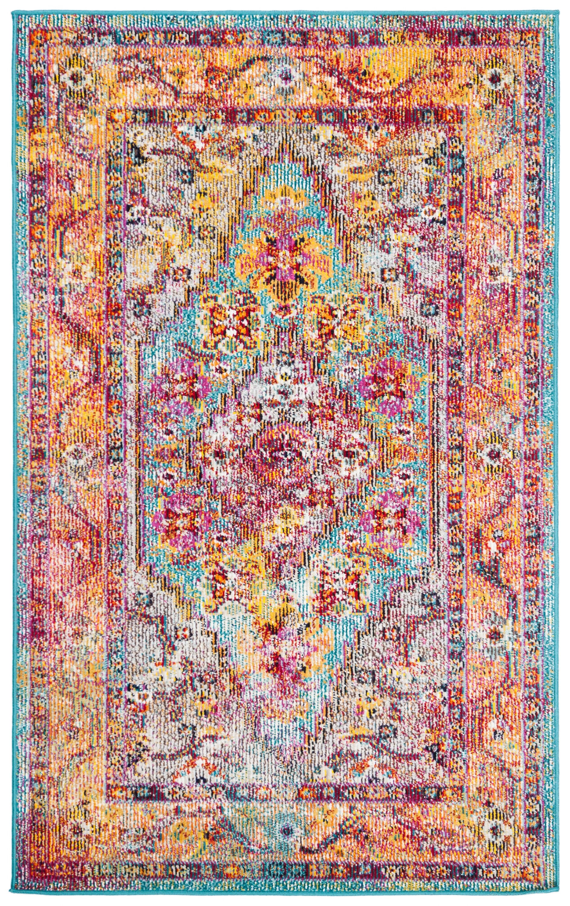 Crystal 507A Light Blue Orange 3in x 5in Rug