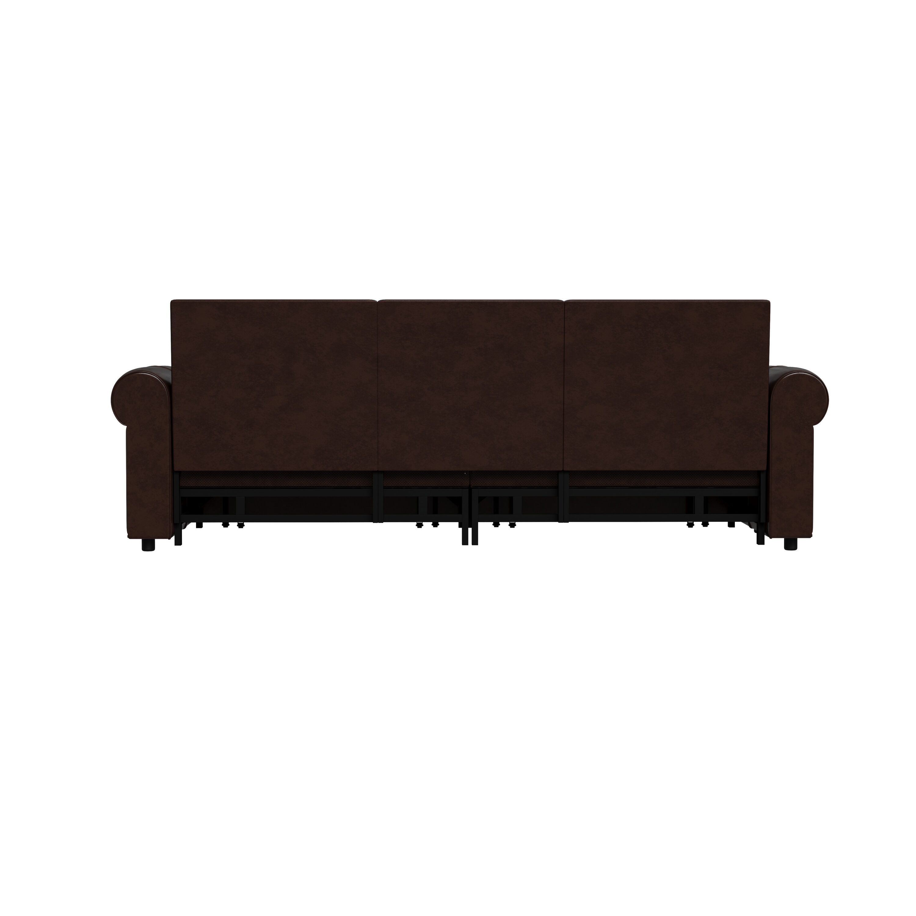Homy Casa DBZY-DB DBZY 93.7 in. Espresso Faux Leather King Size 3-in-1 Convertible Sofa Bed with Nailhead Trim and Rolled Arms