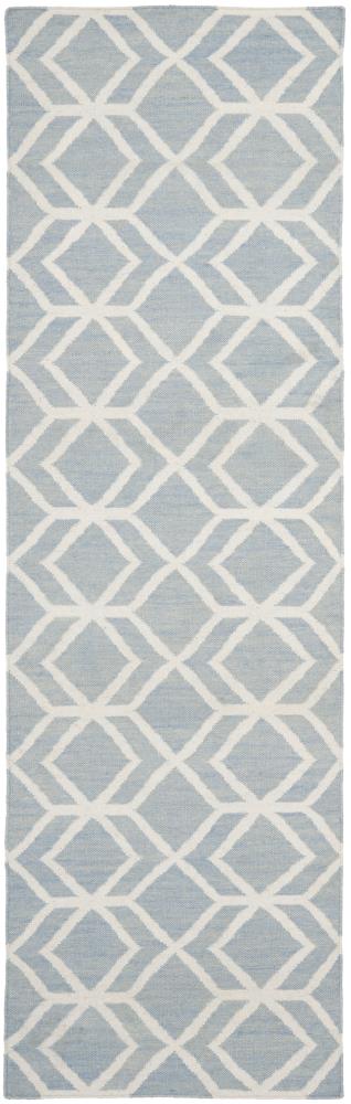 Safavieh DHU560A-210 Dhurries Carine 2 x 10 (ft) Wool Blue/Ivory Rectangular Indoor Geometric Coastal Runner rug