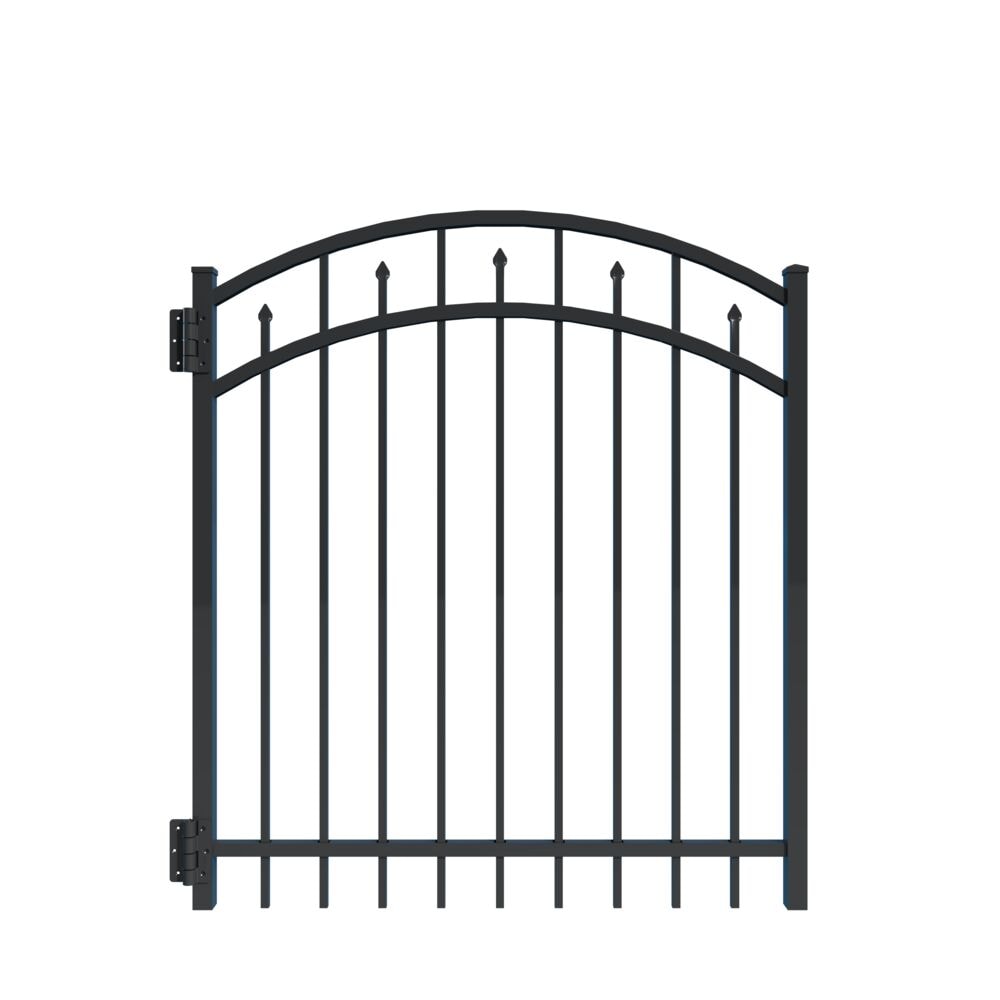 Freedom 73009522 Concord 4-ft H x 4-ft W Black Aluminum Decorative Walk-thru Spaced picket Fence gate